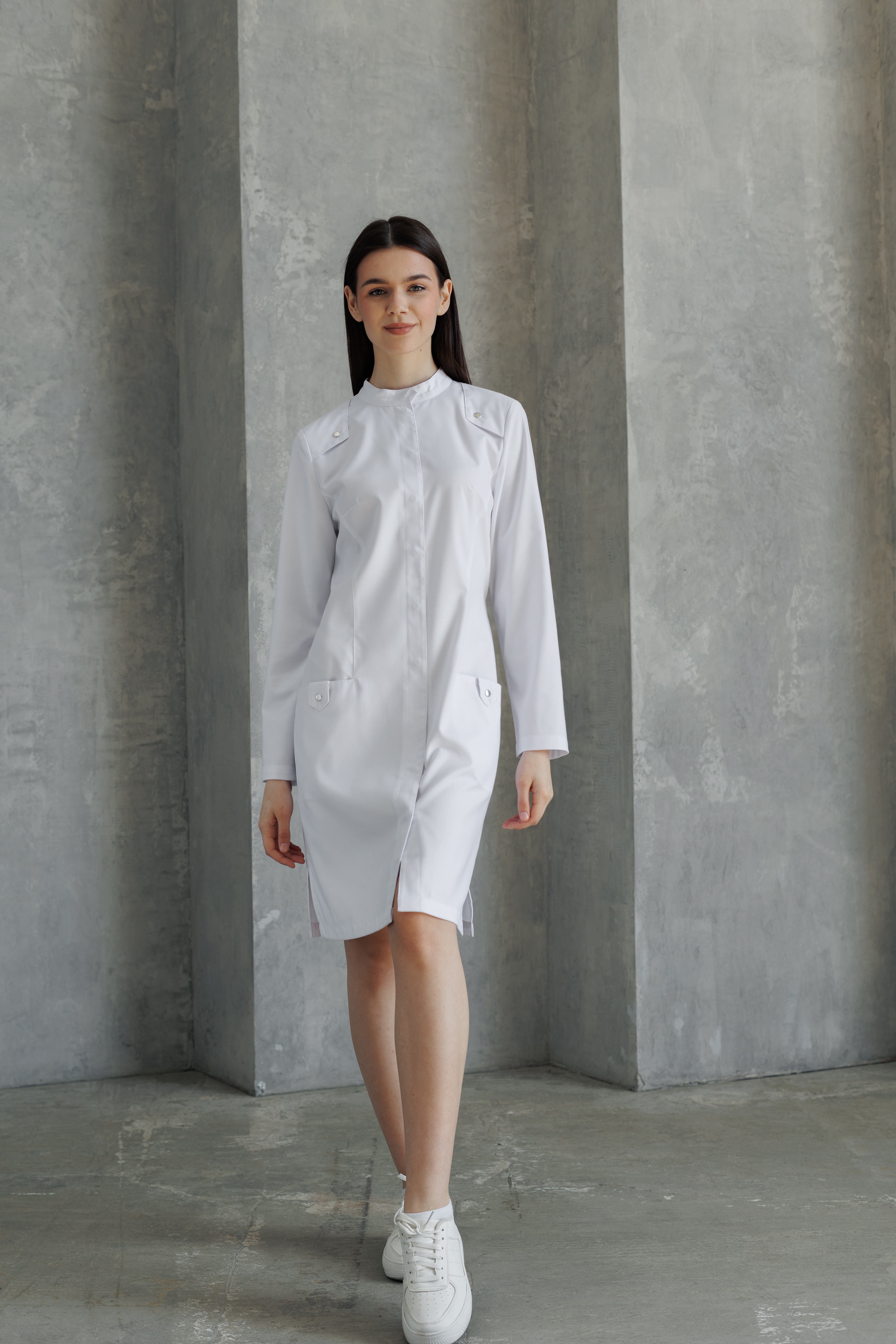 Халат медицинский женский А138 А Тевия  (Без цвета, Без отделки), П/э65% ,вискоза32%,спандекс3%