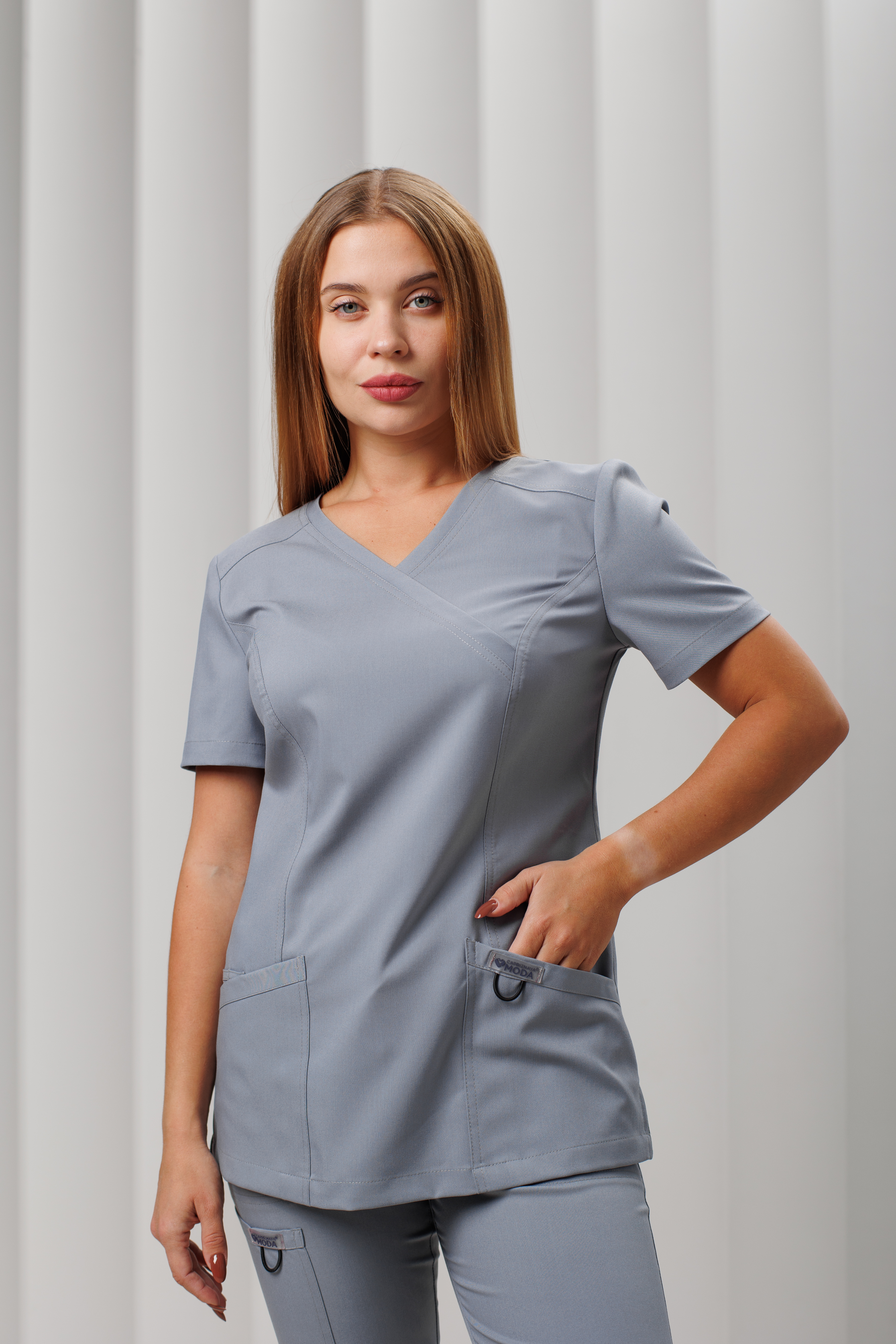 Куртка медицинская женская AP834 Дольче (Серый 159, Без отделки), 52% вискоза, 45% полиэстер, 3% эластан