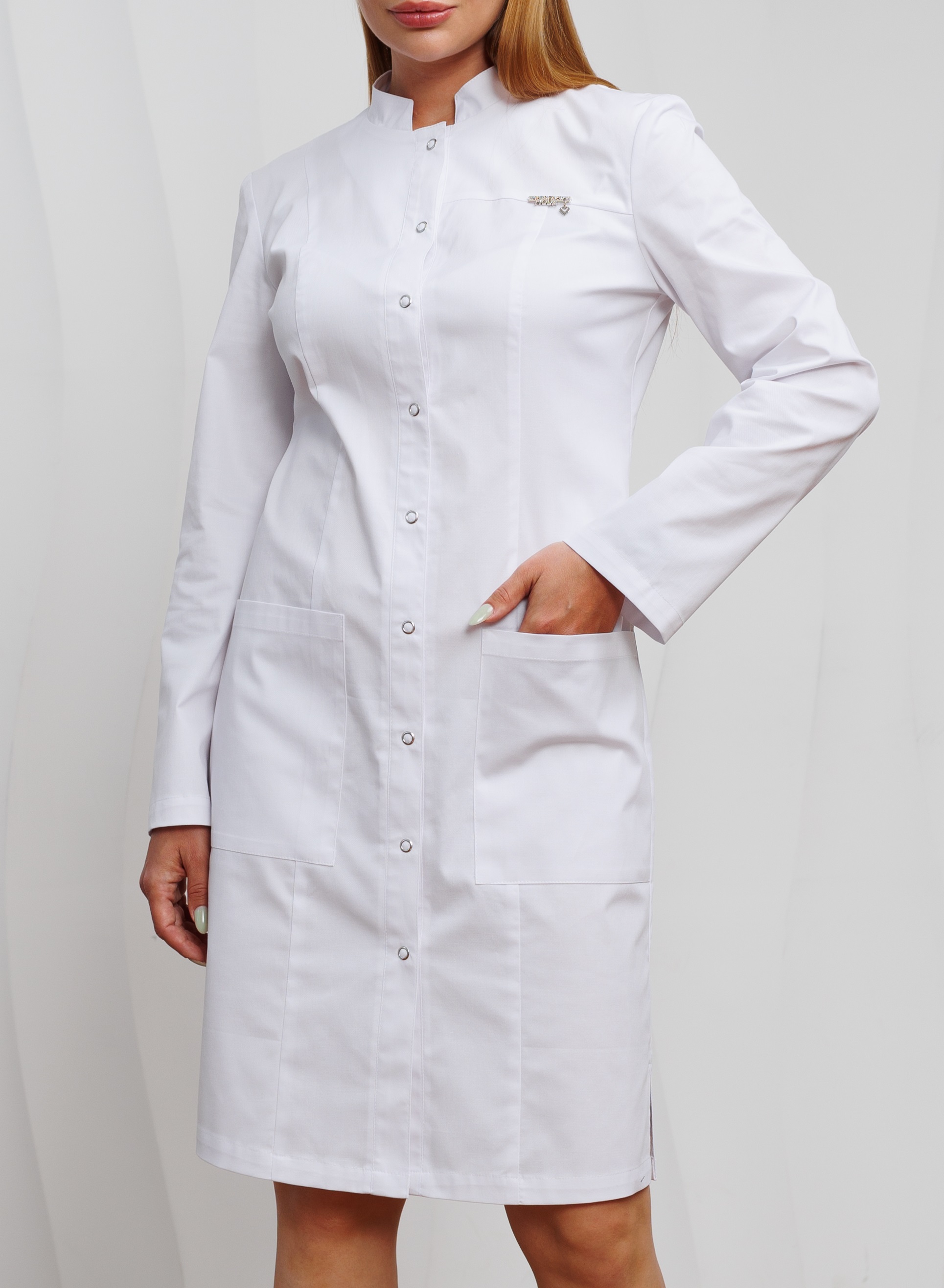 А557 Б А Стандарт 210 Халат Ж (Белый 0, Без отделки), 65% П/э 35% хлопок