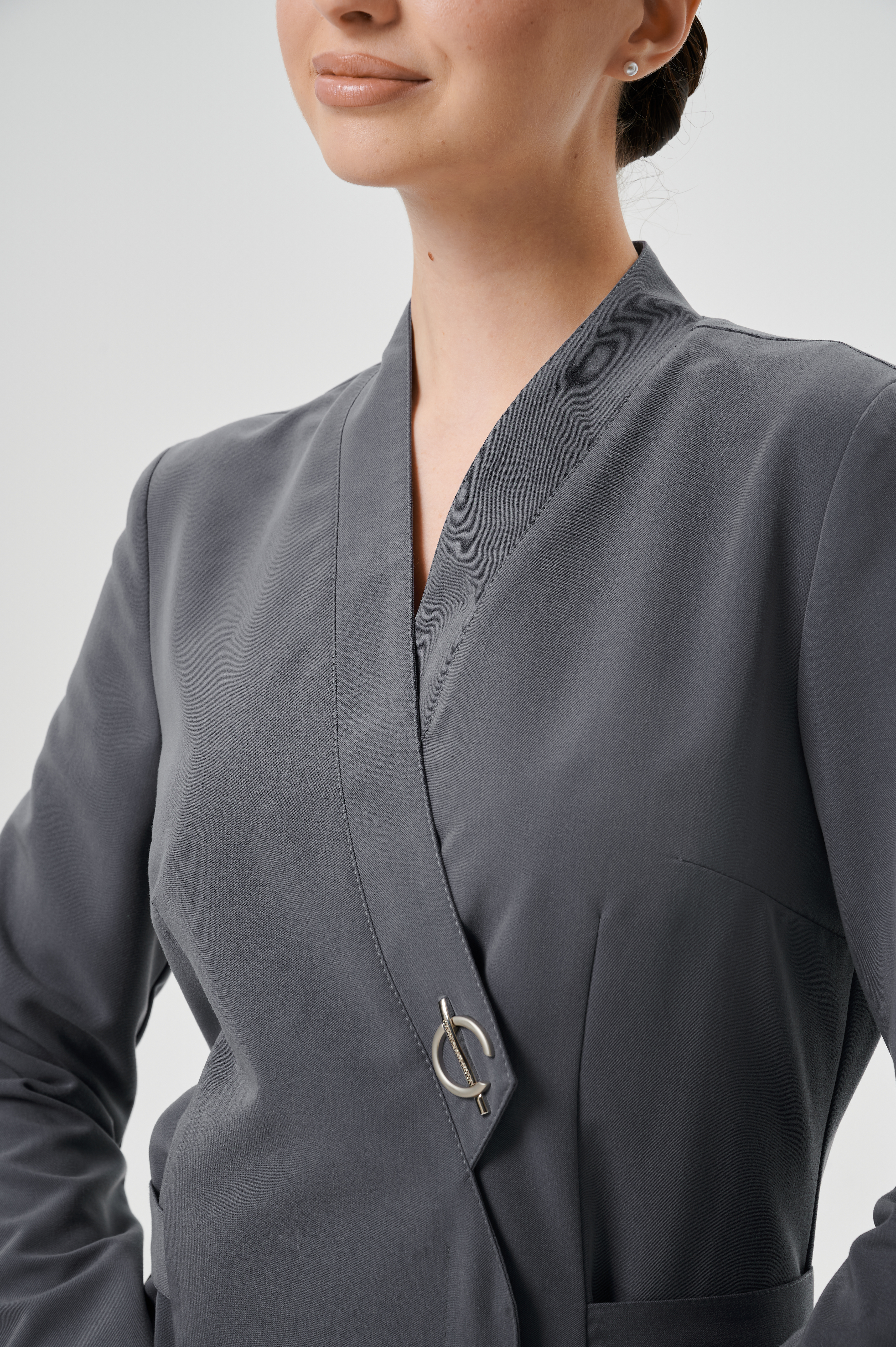 Куртка медицинская женская WD601 А Бланш (Ледяной серый 045, Без отделки), 66%ПЭ 30%вискоза 4%спандекс