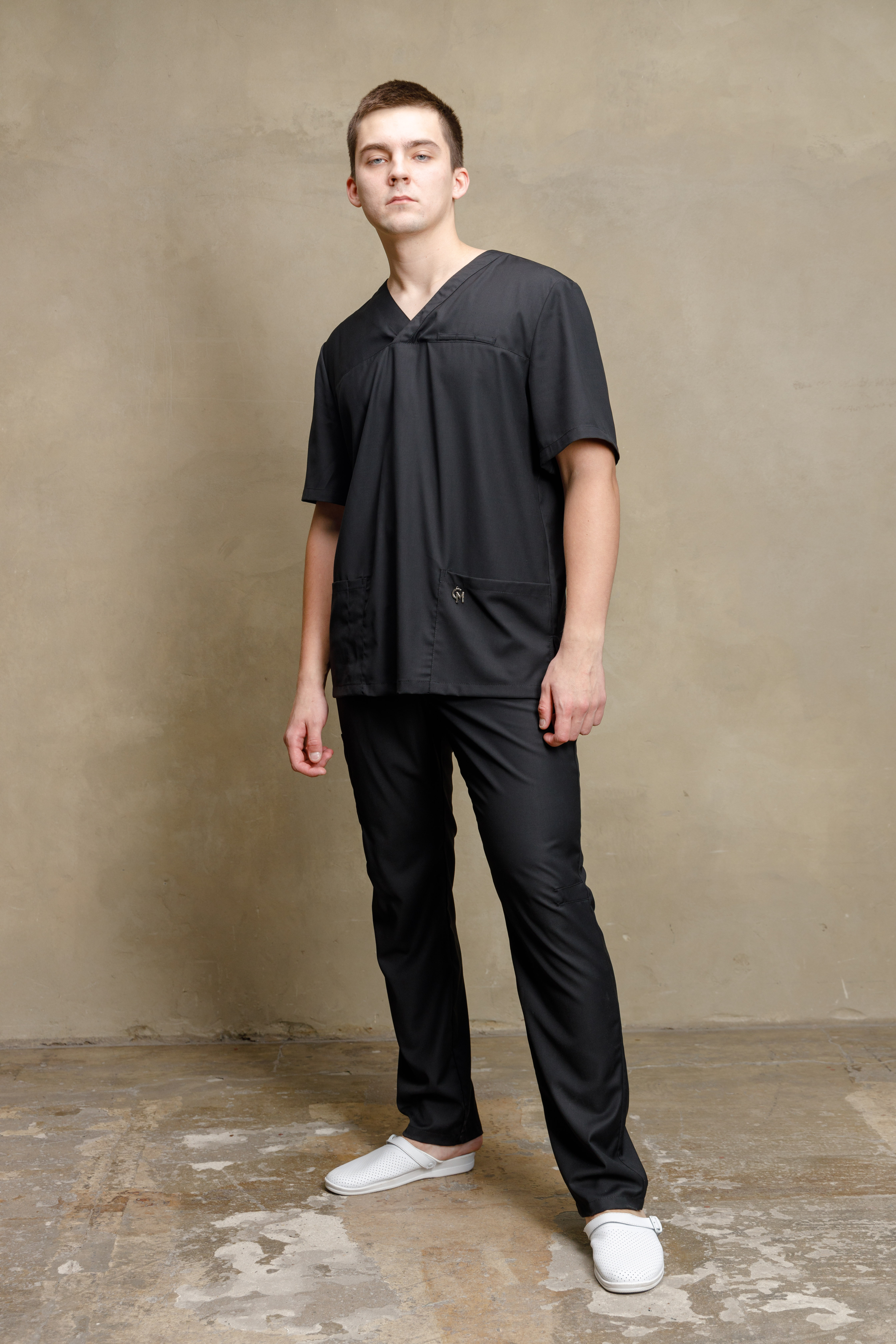 Медицинская куртка мужская CP116 Тевия (Чёрный 124, Без отделки), 65% полиэстер, 32% вискоза, 3% спандекс