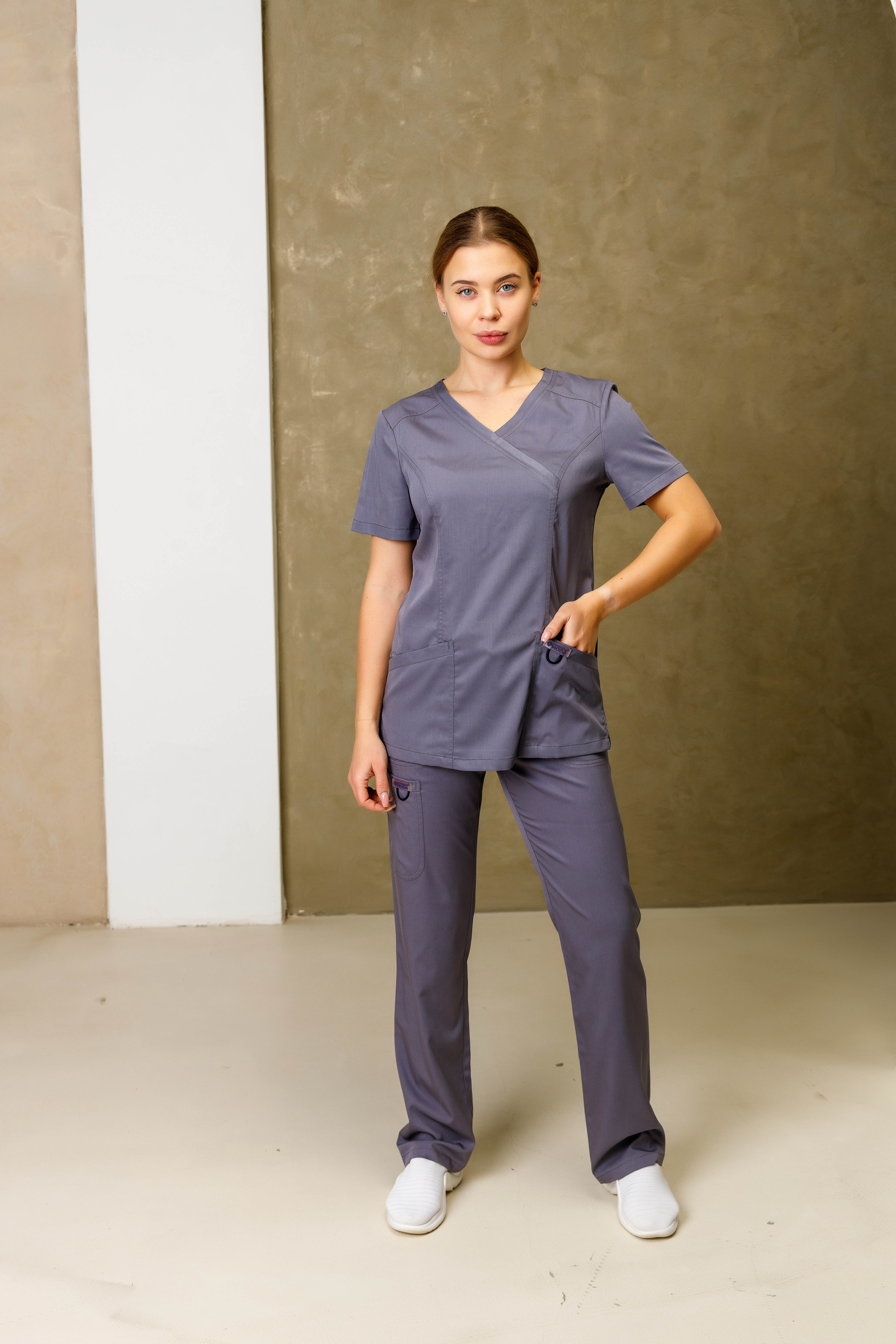 Куртка медицинская женская AP834 Дольче (Темно-серый, Без отделки), 52% вискоза, 45% полиэстер, 3% эластан