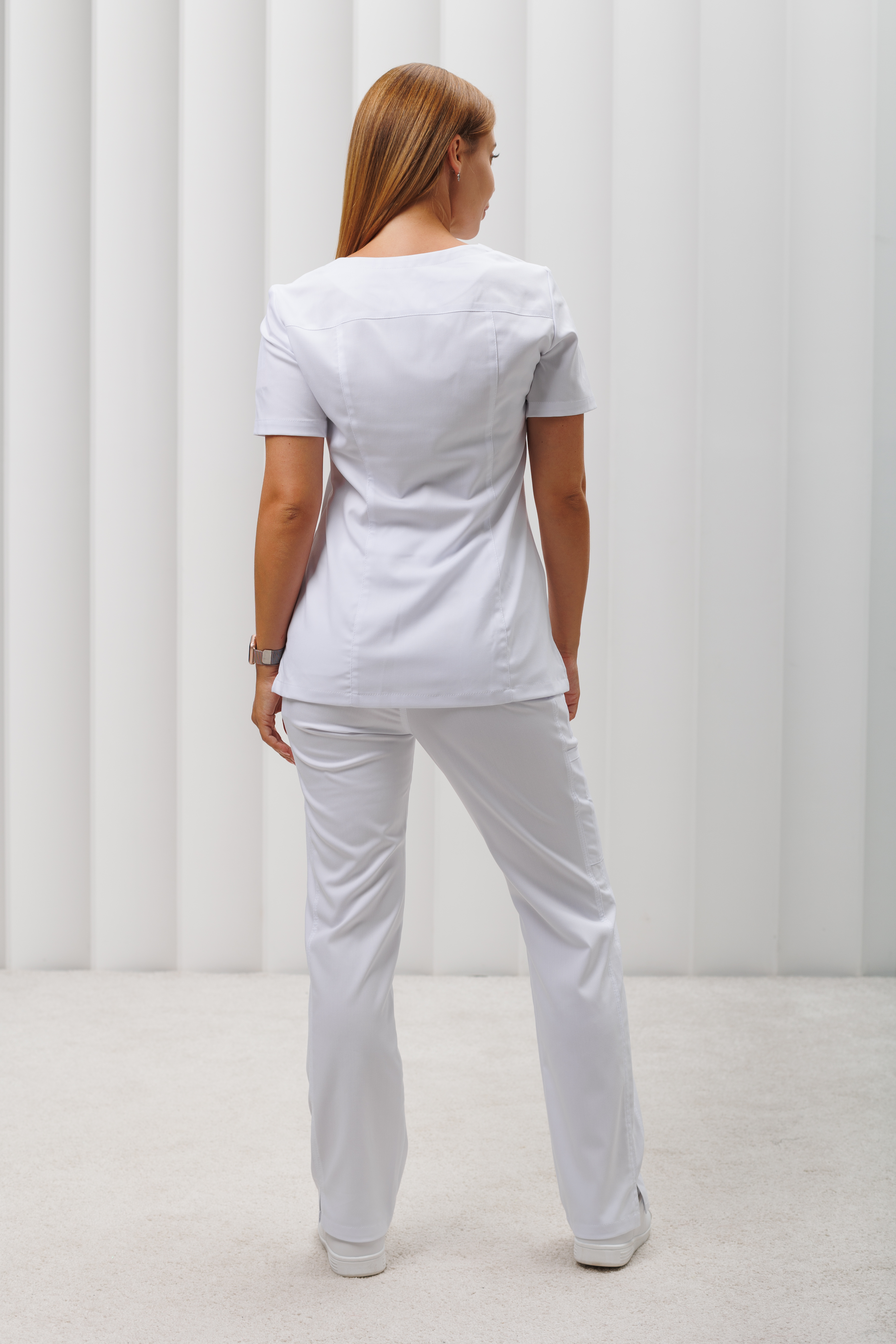 Куртка медицинская женская AP349 Дольче (Белый, Без отделки), 52% вискоза 45% п/э 3%эластан