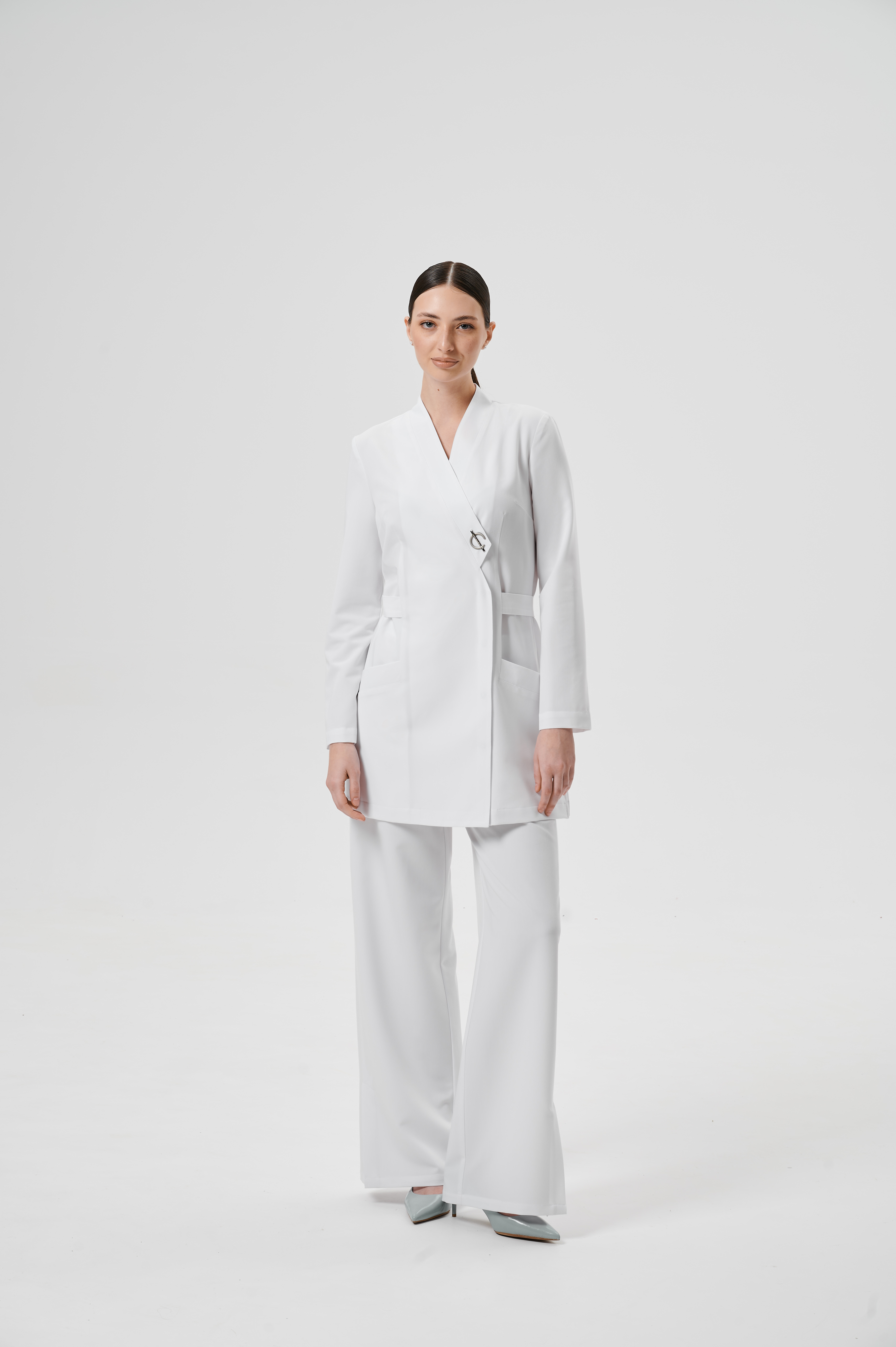Куртка медицинская женская WD601 А Бланш (Белый, Без отделки), 66%ПЭ 30%вискоза 4%спандекс