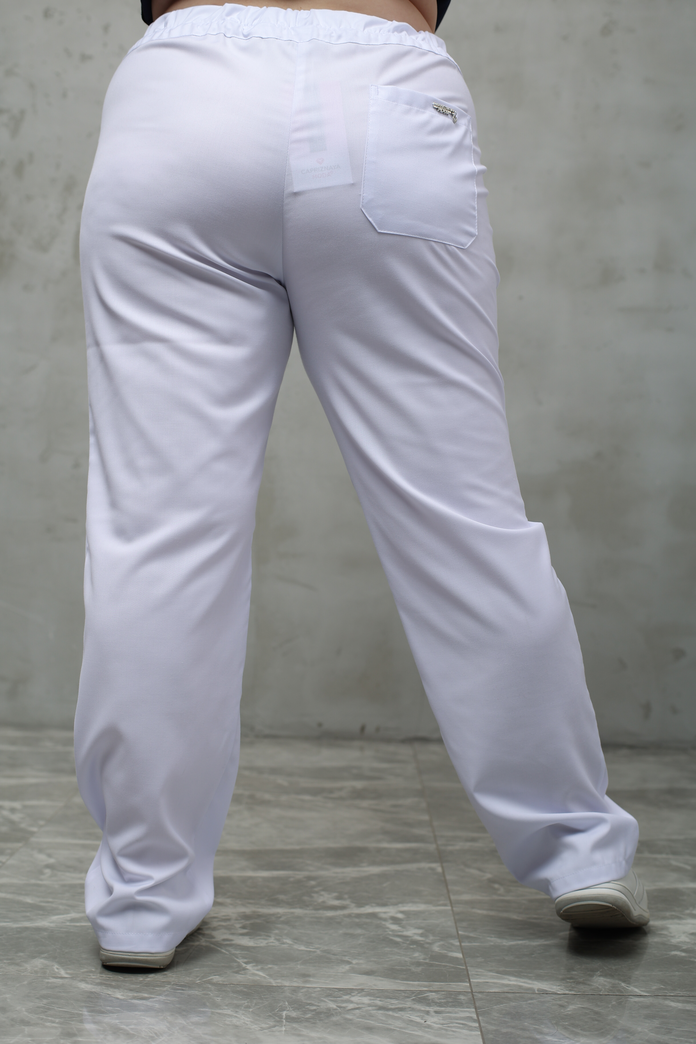 Брюки медицинские женские A505Б Тевия (Белый, Без отделки), 65% полиэстер, 32% вискоза, 3% спандекс