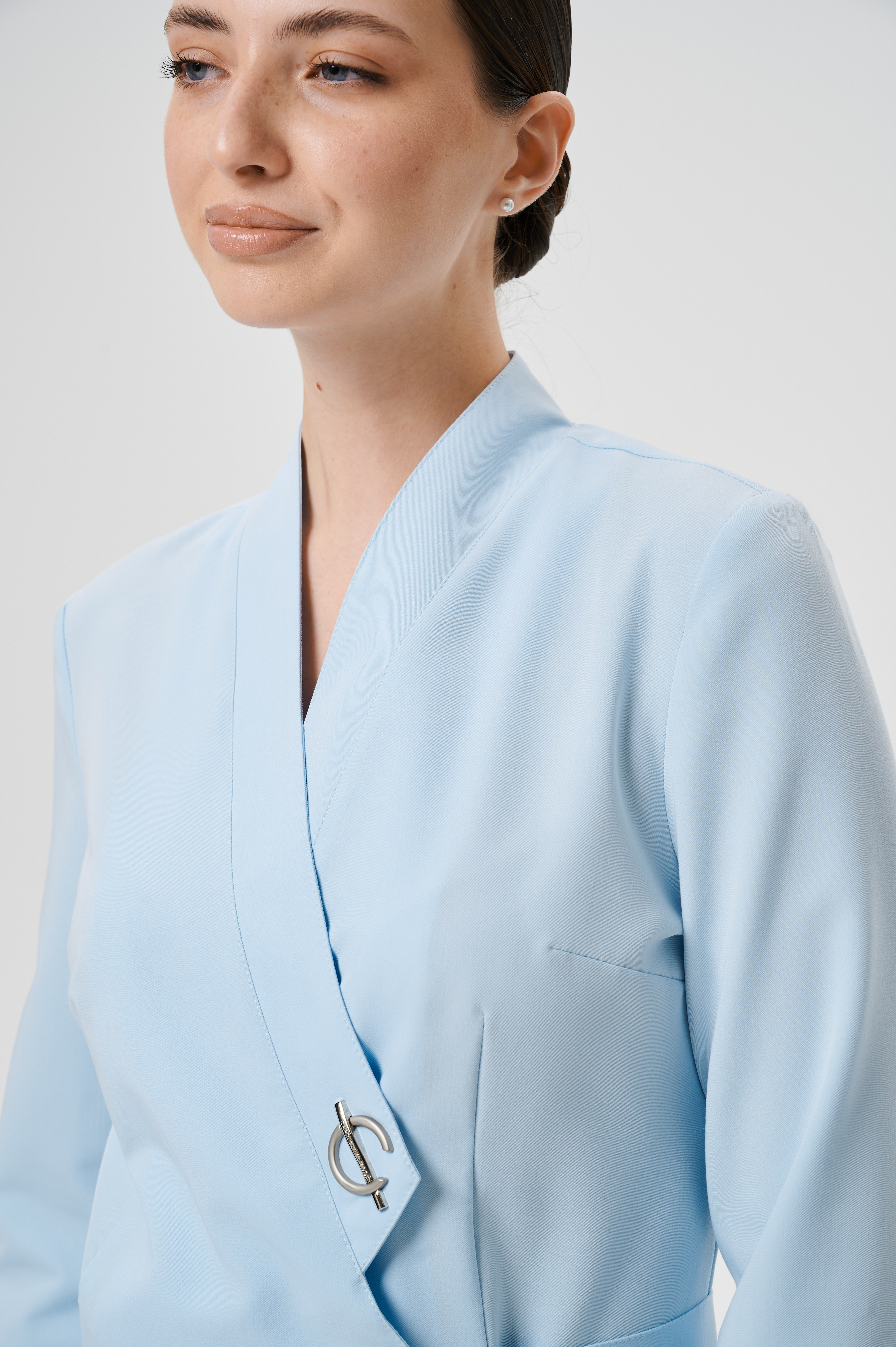 Куртка медицинская женская WD601 А Бланш (Пастельно голубой, Без отделки), 66%ПЭ 30%вискоза 4%спандекс