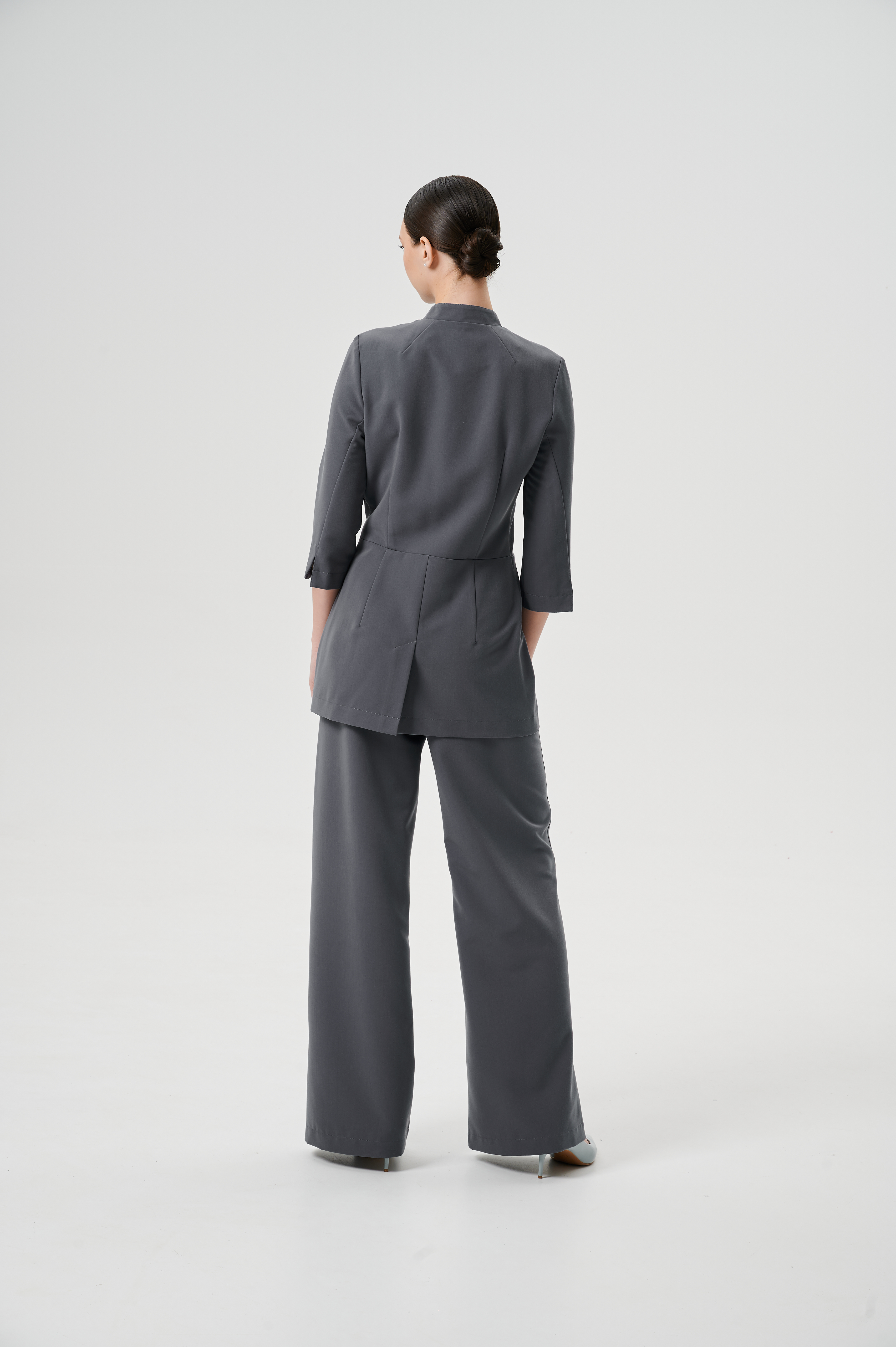 Куртка медицинская женская WD602 3/4 Бланш (Ледяной серый 045, Без отделки), 66%ПЭ 30%вискоза 4%спандекс