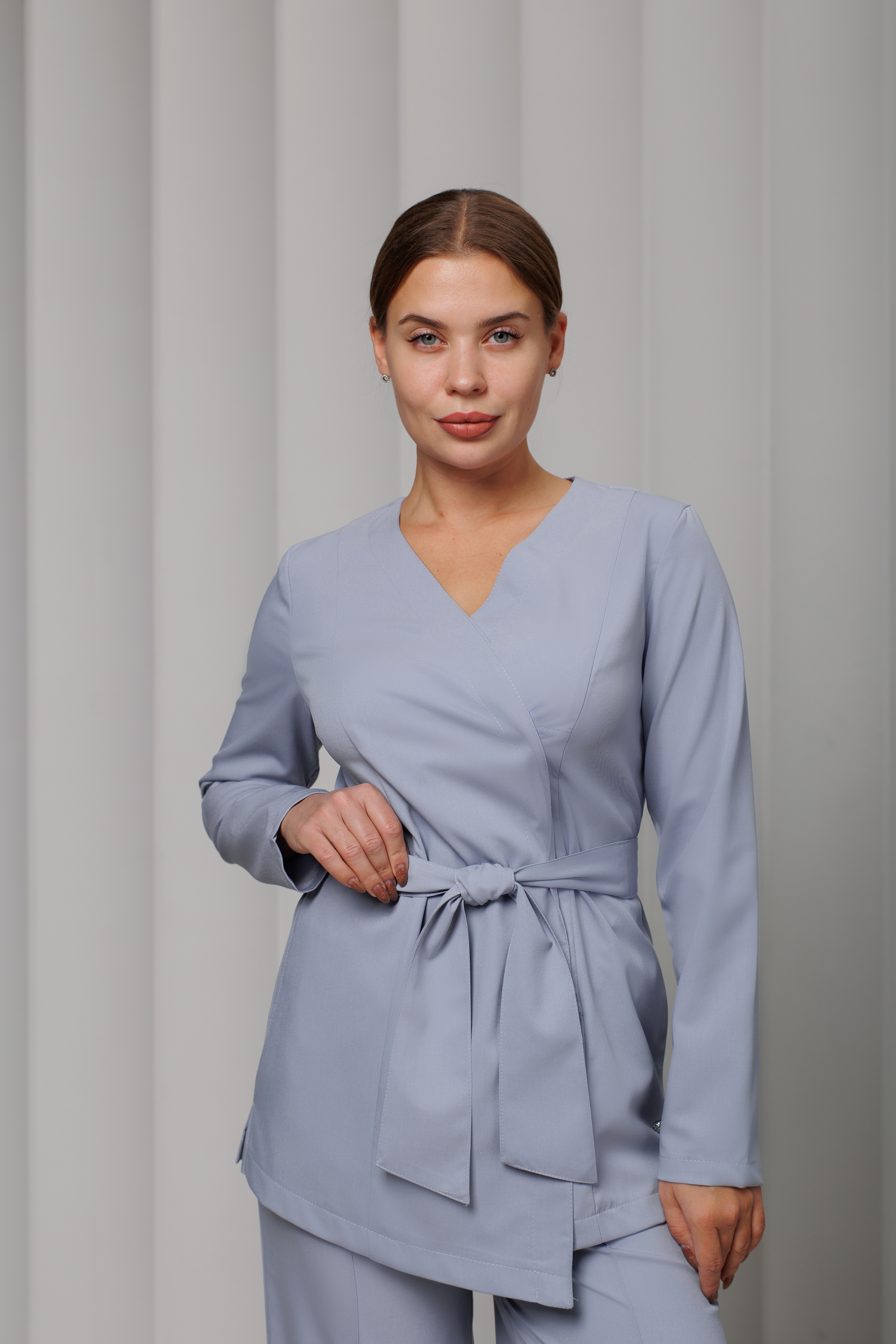 Куртка медицинская женская AP532 А Дольче (Серо-голубой 129, Без отделки), 52% вискоза 45% п/э 3%эластан