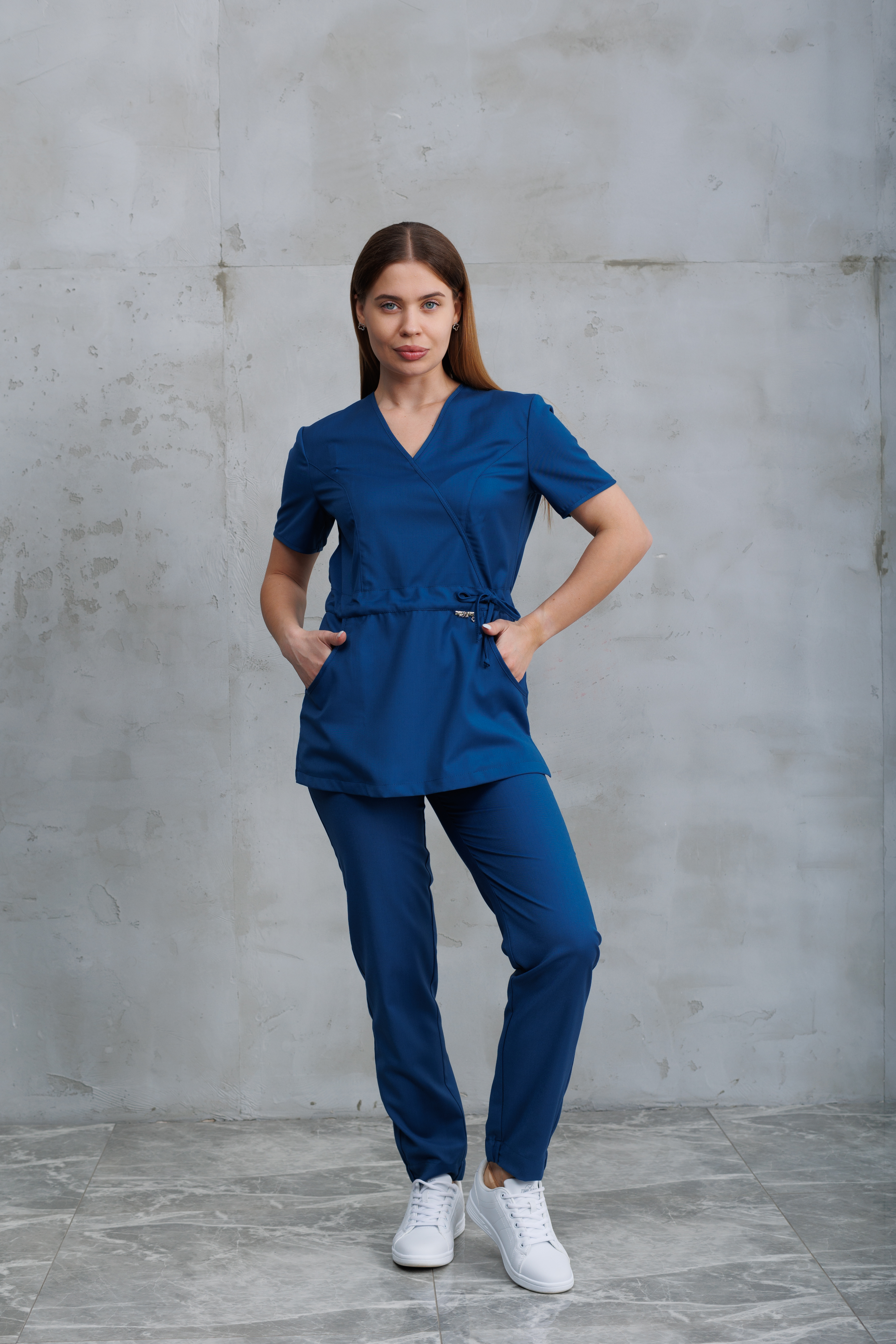 Куртка медицинская женская A1428 Тевия (Океан 547, Без отделки), 65% полиэстер, 32% вискоза, 3% спандекс