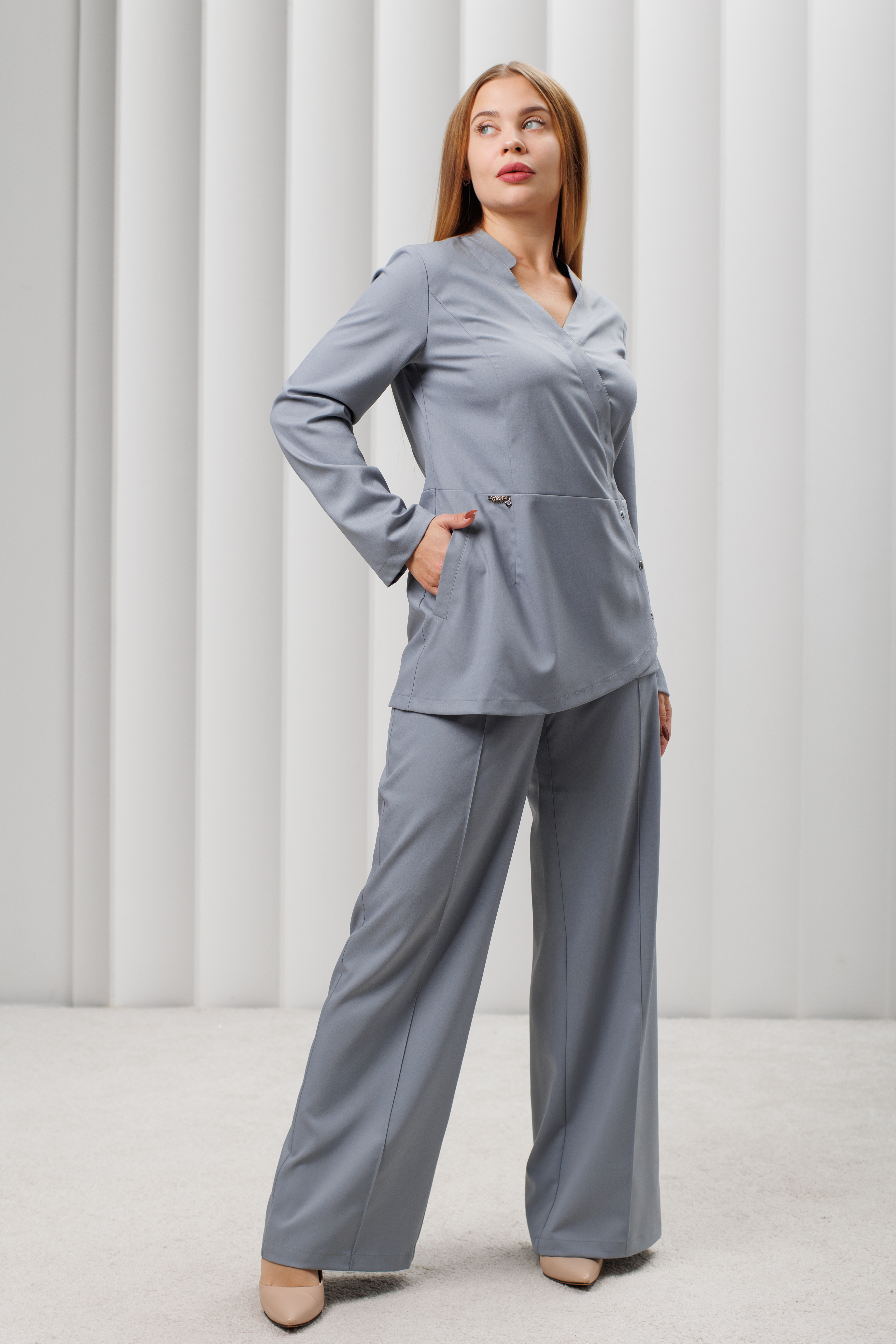 Куртка медицинская женская AP532 А Дольче (Серый 159, Без отделки), 52% вискоза 45% п/э 3%эластан