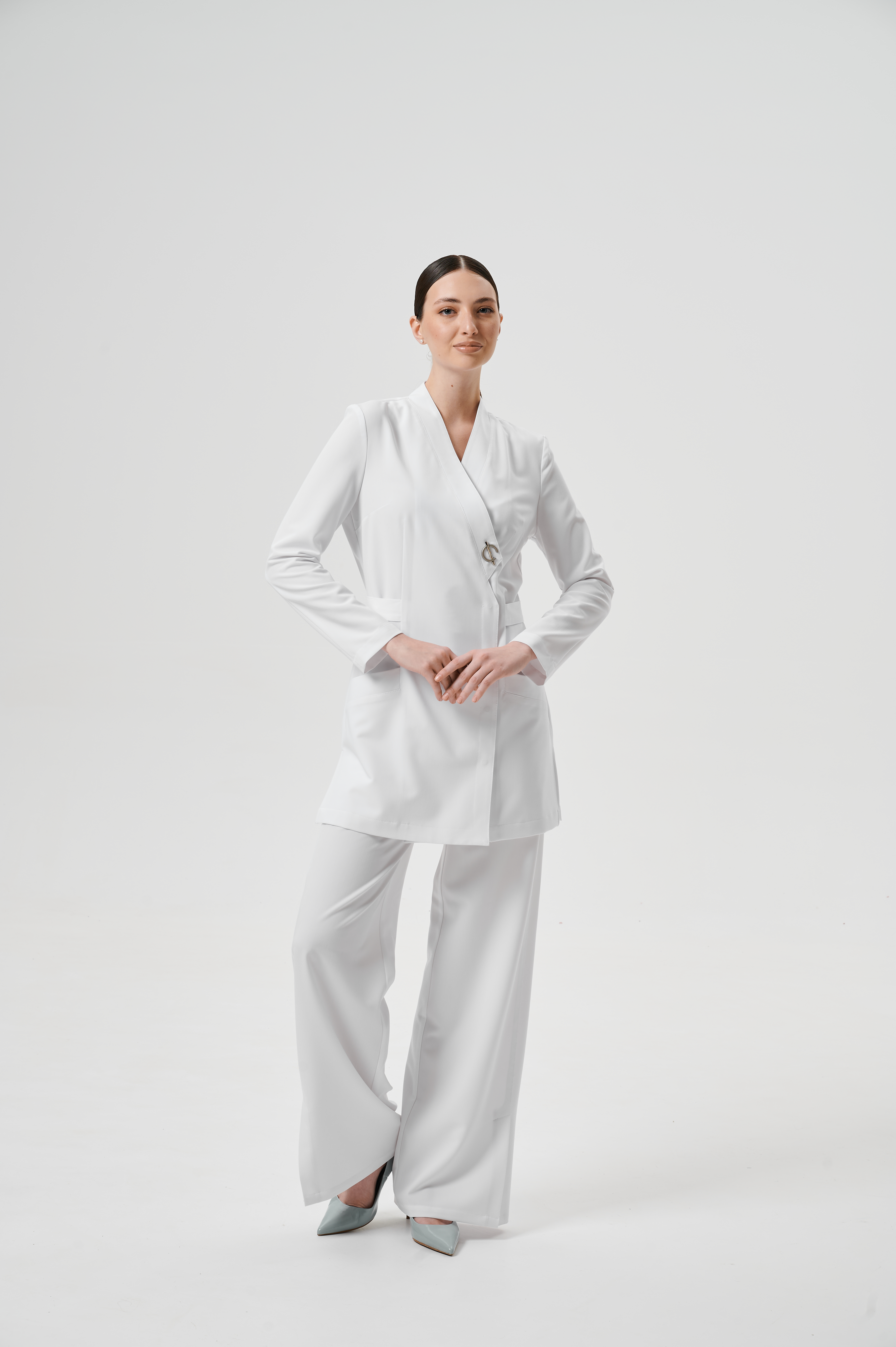 Куртка медицинская женская WD601 А Бланш (Белый, Без отделки), 66%ПЭ 30%вискоза 4%спандекс