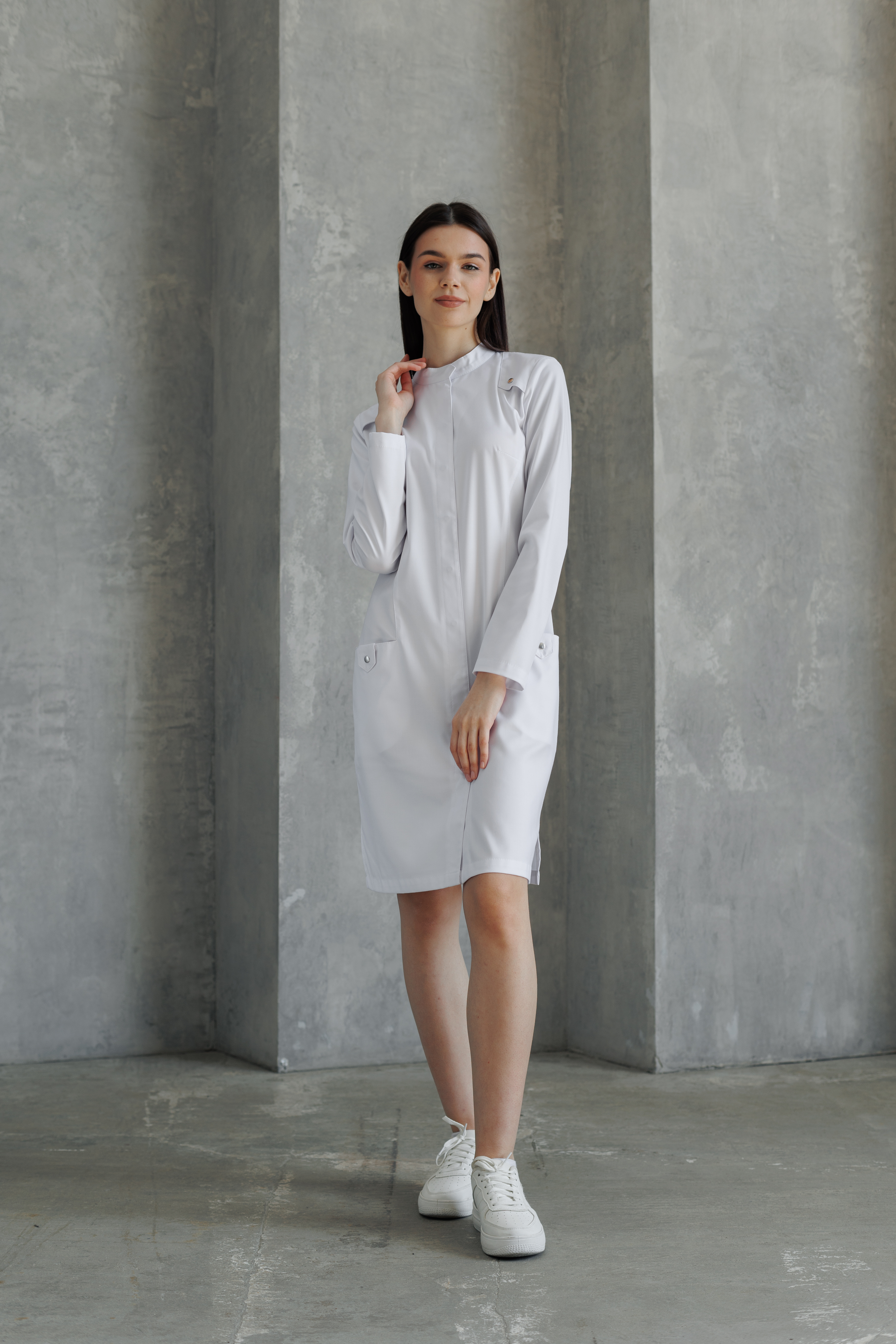 Халат медицинский женский А138 А Тевия  (Без цвета, Без отделки), П/э65% ,вискоза32%,спандекс3%