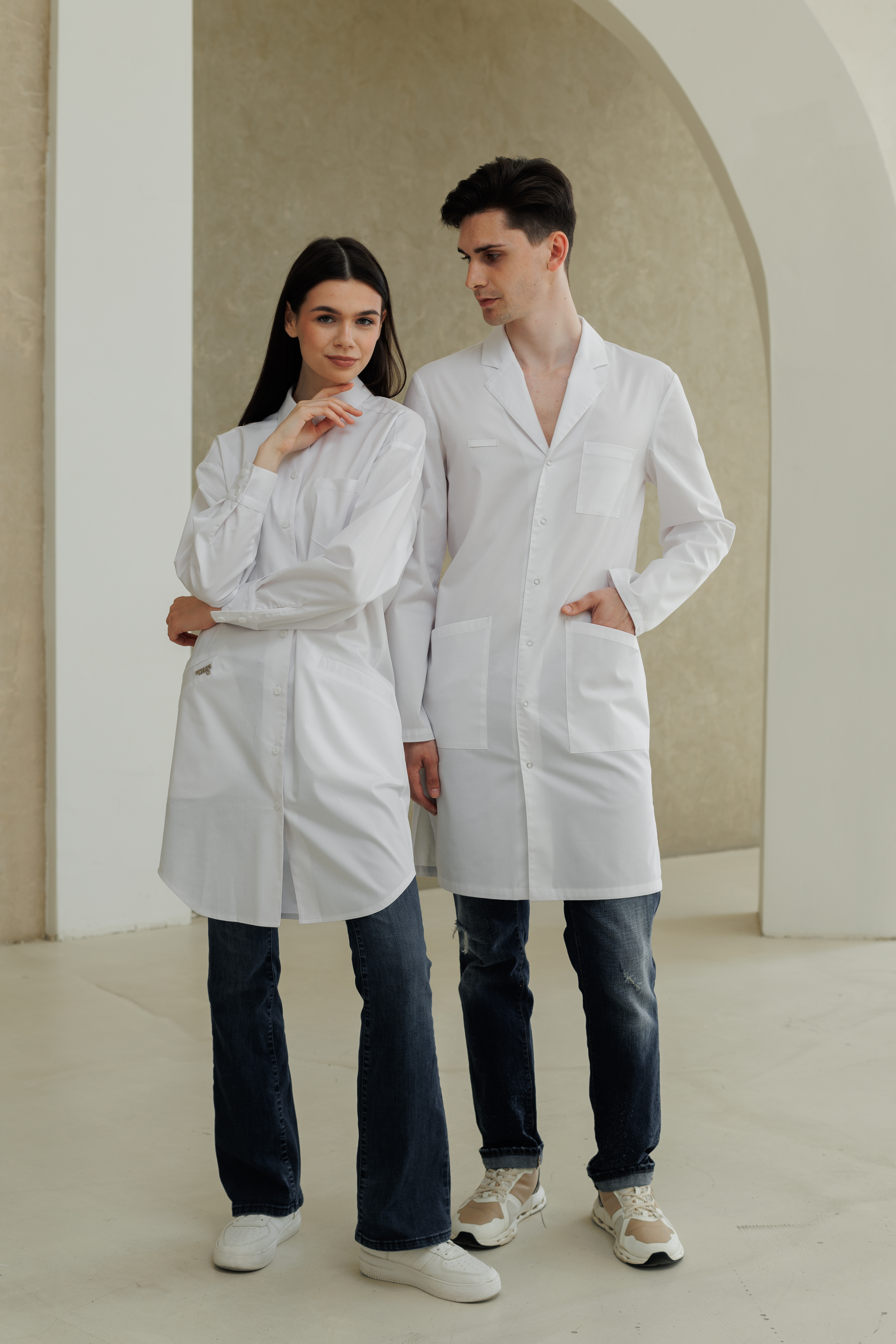 Халат медицинский женский A917 А Экстра (Белый, Без отделки), 55% хлопок, 42% полиэстер, 3% эластан