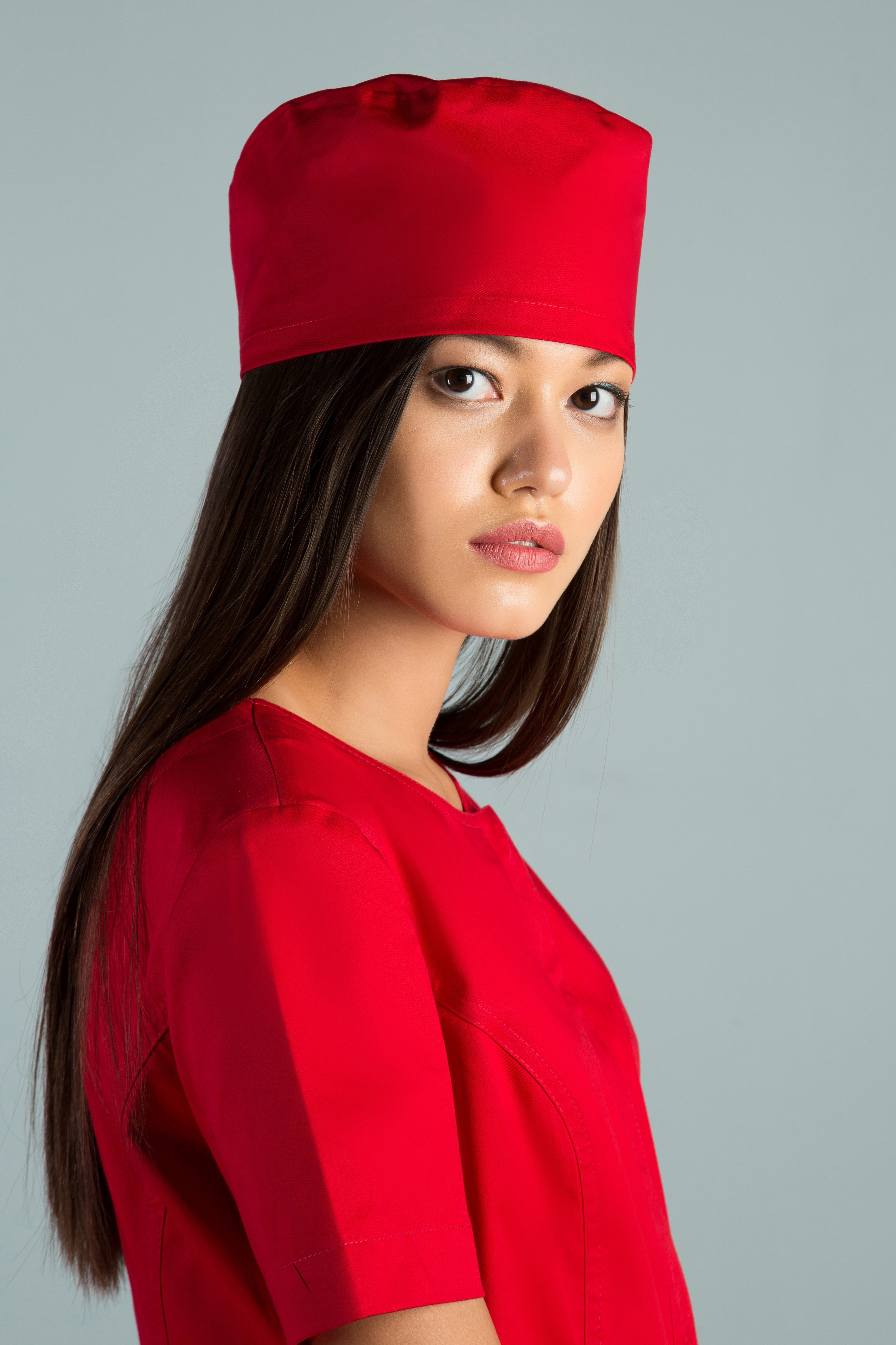 Колпак медицинский на резинке A929 Экстра (Красный, Без отделки), 55% хлопок, 42% полиэстер, 3% эластан