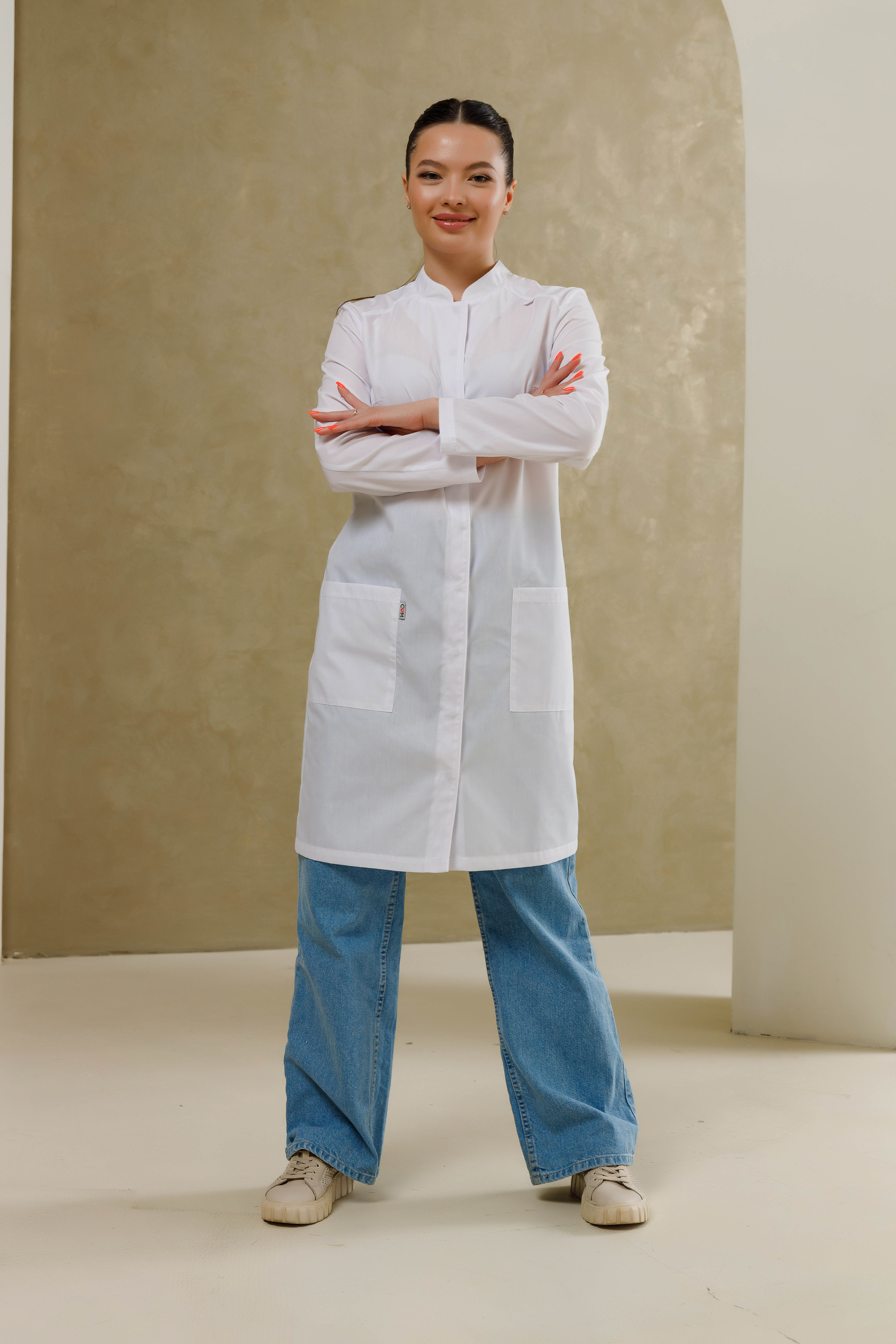 Халат медицинский женский S825 А Тиси (Белый 0, Без отделки), 65% полиэстер, 35% хлопок