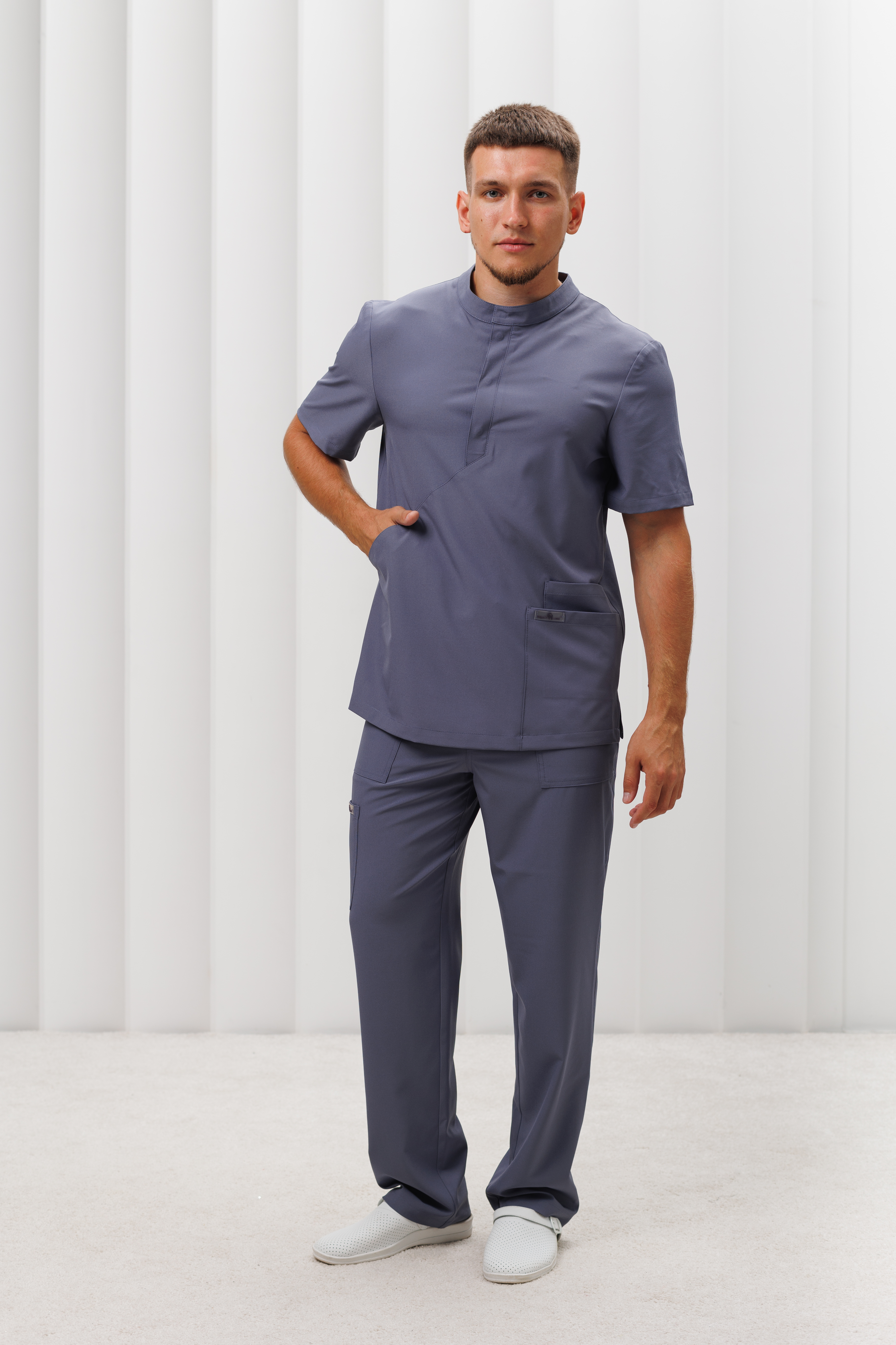 Мужская медицинская куртка CP518 Кампари (Маренго, Без отделки), 94% полиэстер, 6% спандэкс