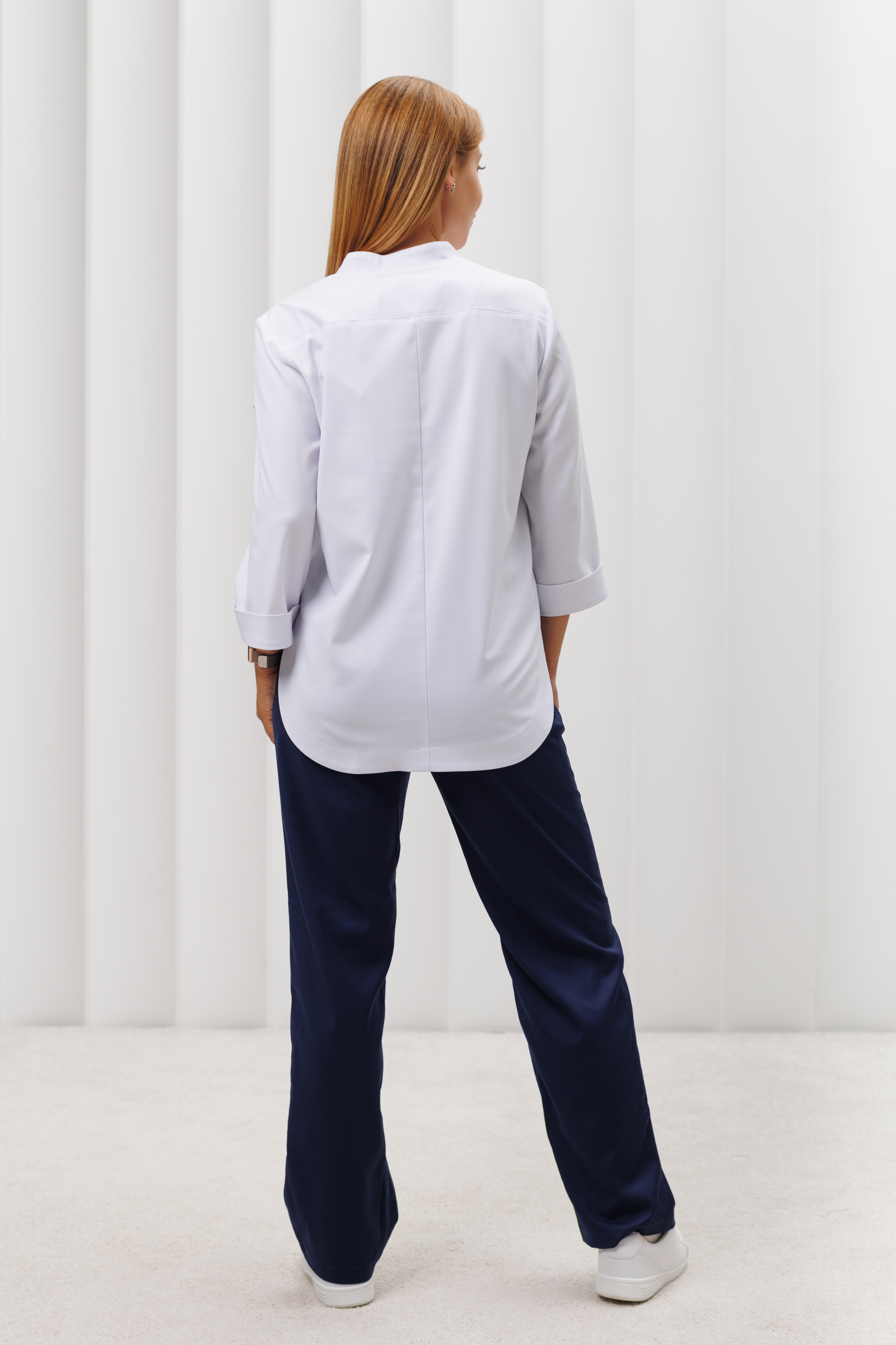 Куртка медицинская женская A538 3/4 Тевия (Белый 0, Без отделки), П/э65% ,вискоза32%,спандекс3%