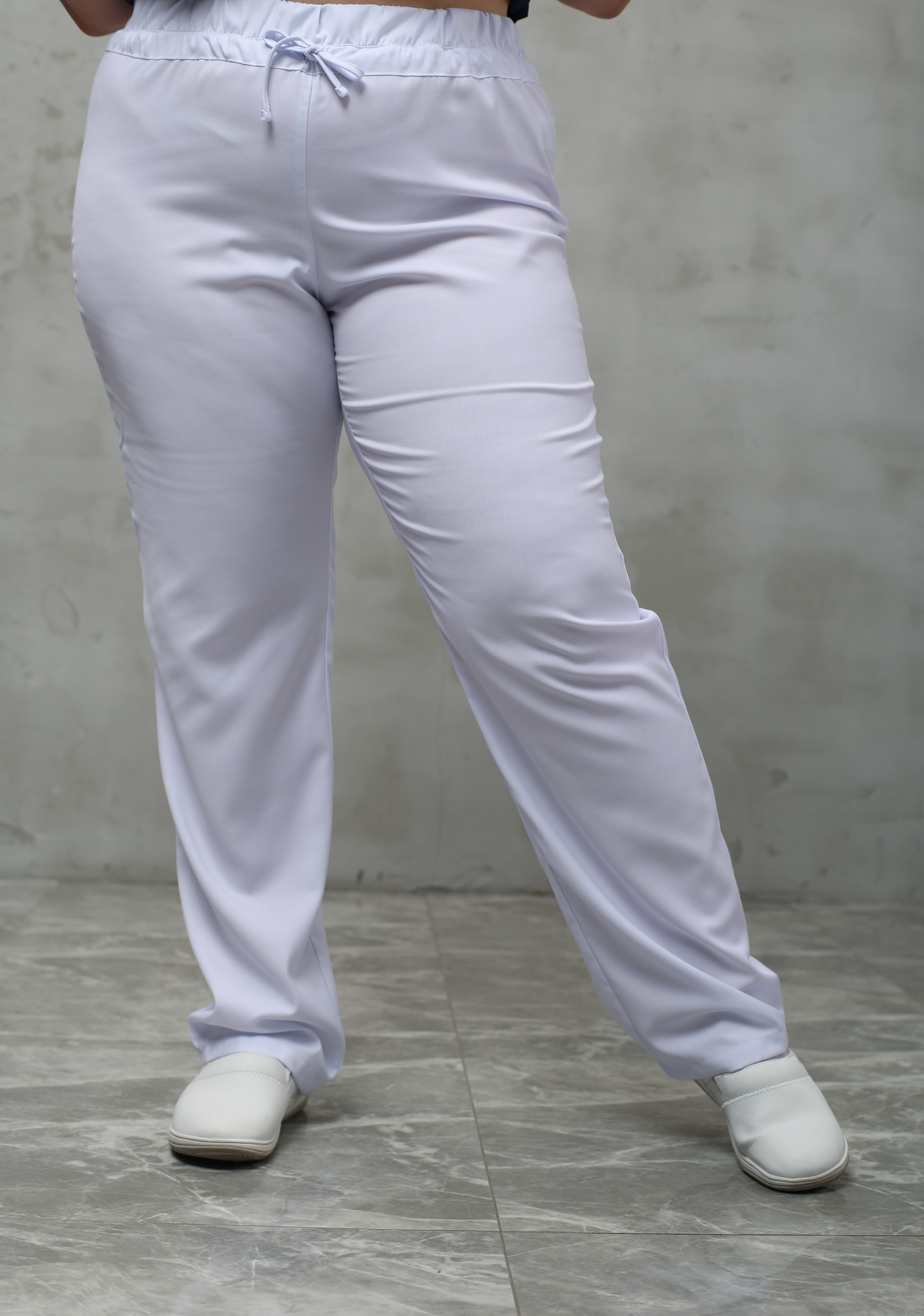 Брюки медицинские женские A505Б Тевия (Белый, Без отделки), 65% полиэстер, 32% вискоза, 3% спандекс