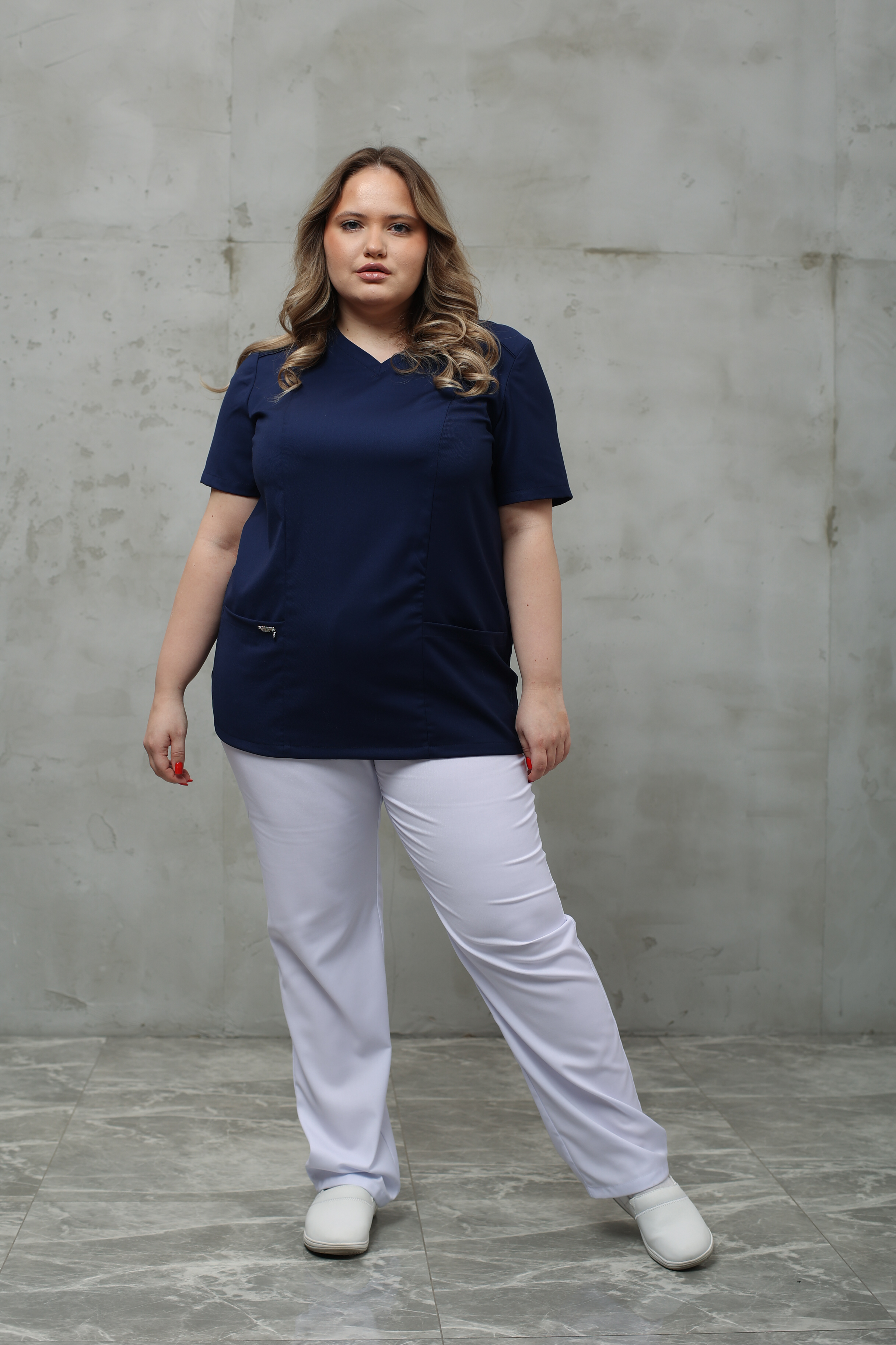 Куртка медицинская женская A135Б Тевия (Синий 542, Без отделки), 65% полиэстер, 32% вискоза, 3% спандекс