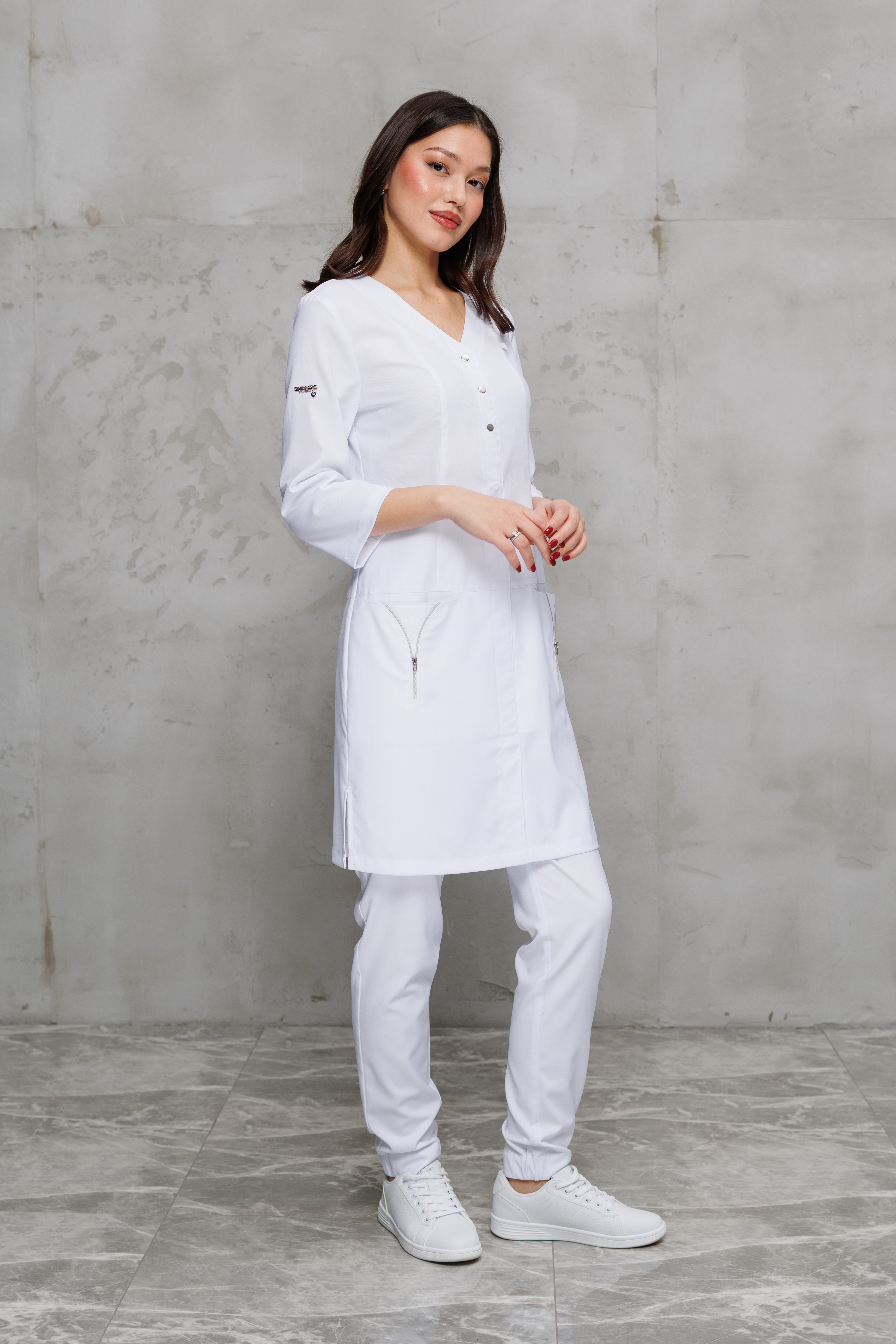 Куртка медицинская женская А530Д Бамбук (Белый, Без отделки), 50 бамбук /47 полиэстер /3 эластан
