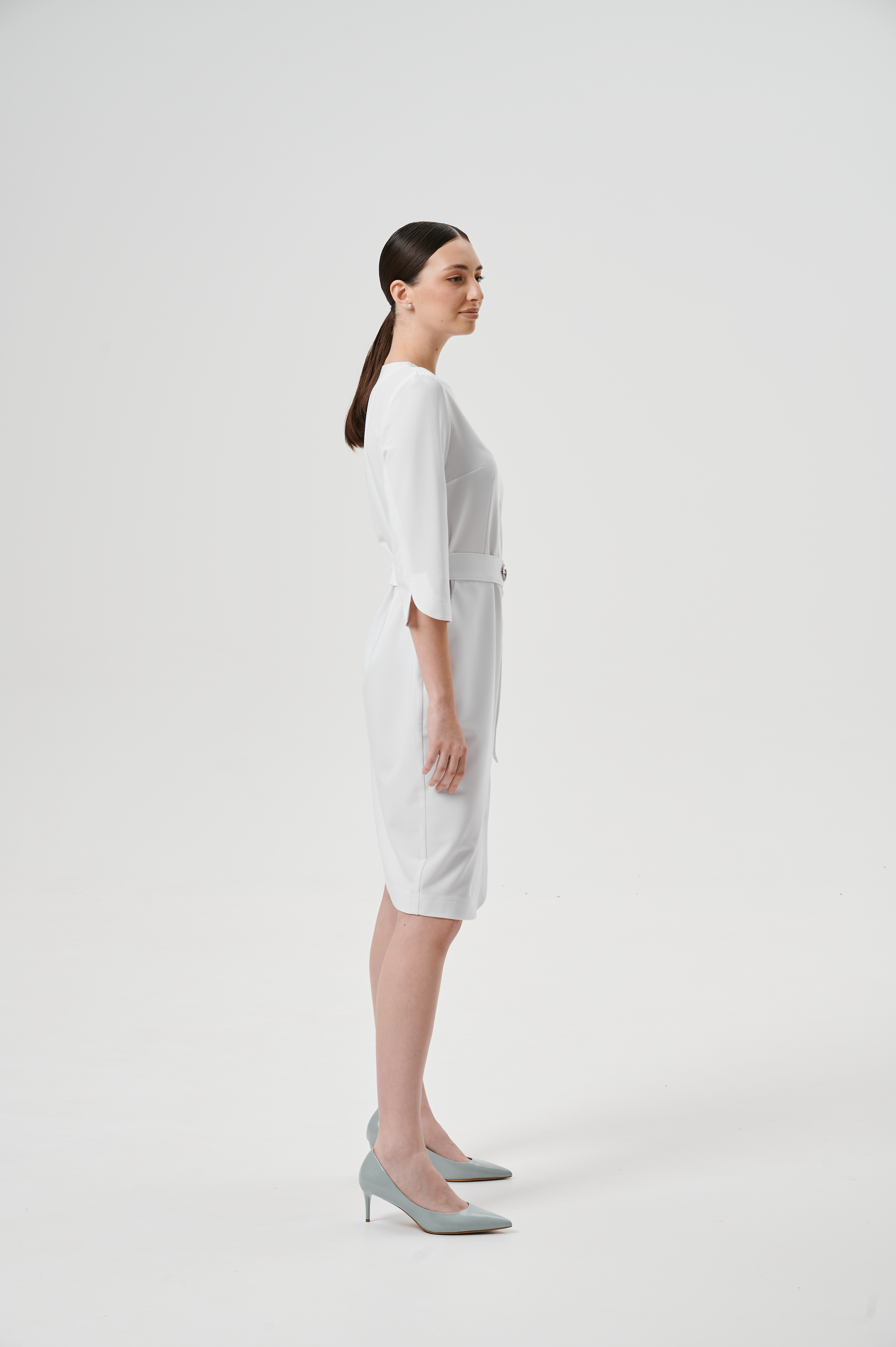 Халат медицинский женский WD600 3/4 Бланш Ж (Белый, Без отделки), 66%ПЭ 30%вискоза 4%спандекс