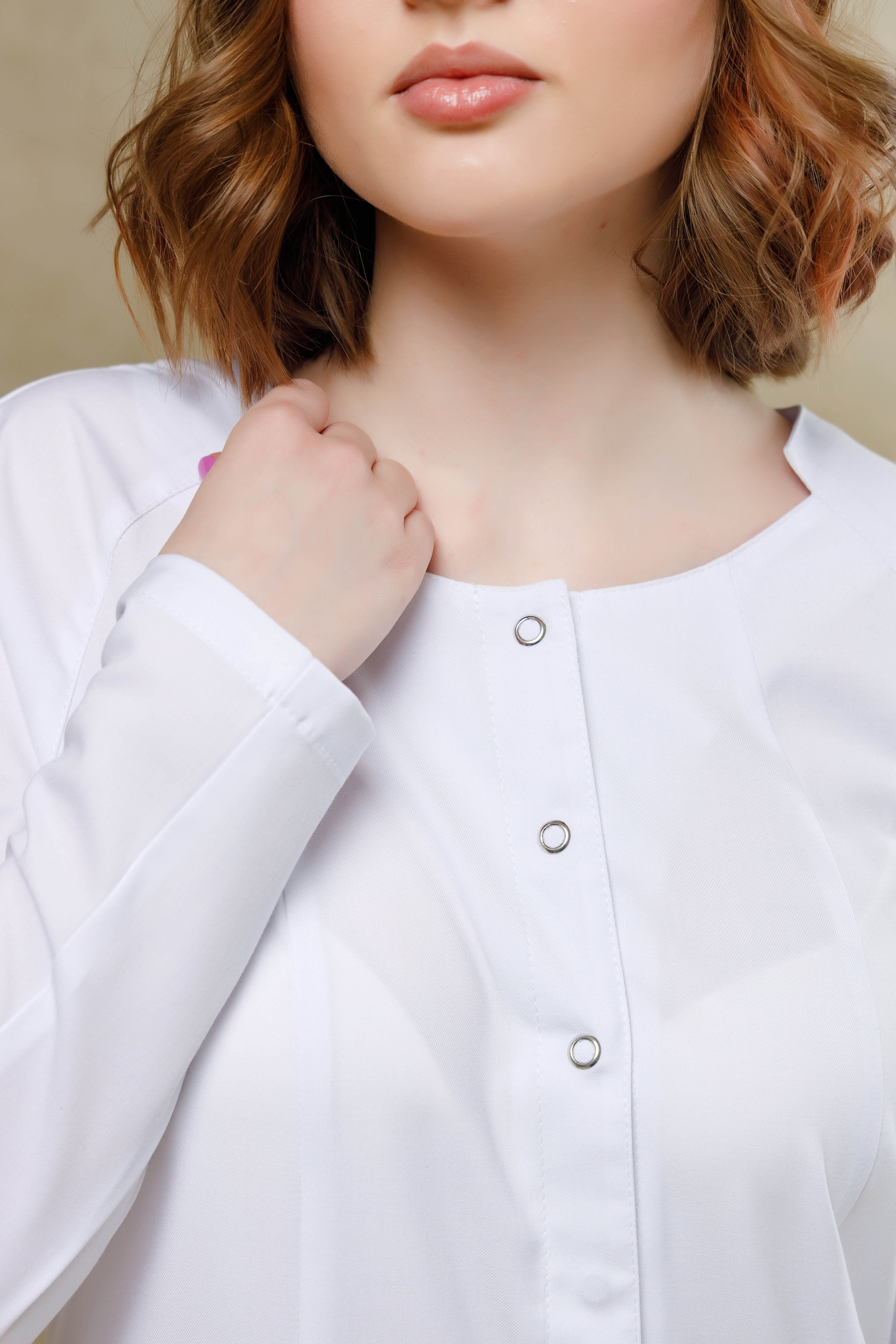 Халат медицинский женский A522 А Тевия (Белый, Без отделки), 65% полиэстер, 32% вискоза, 3% спандекс