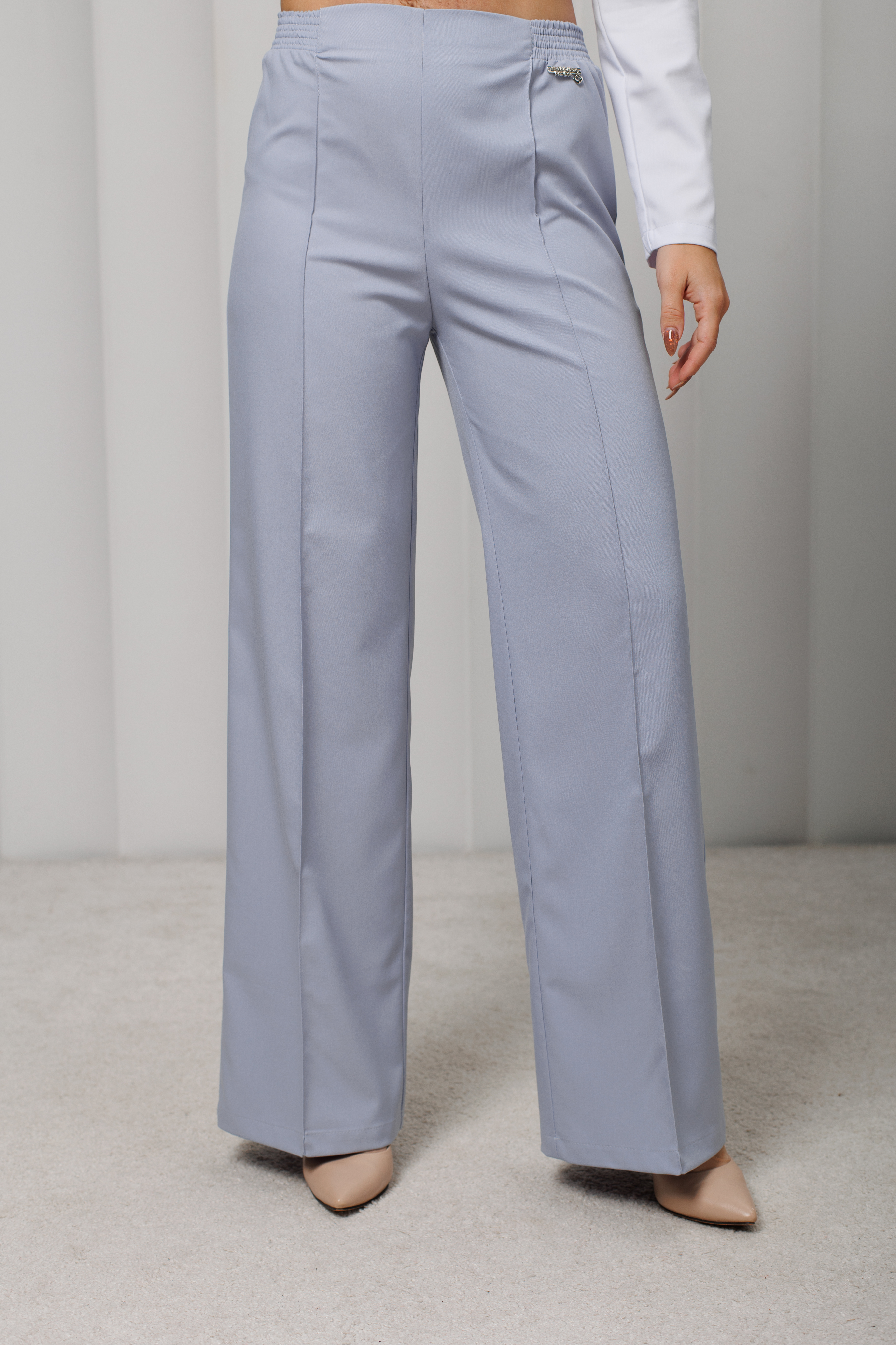 Брюки медицинские женские AP531 Дольче (Серо-голубой 129, Без отделки), 52% вискоза, 45% полиэстер, 3% эластан