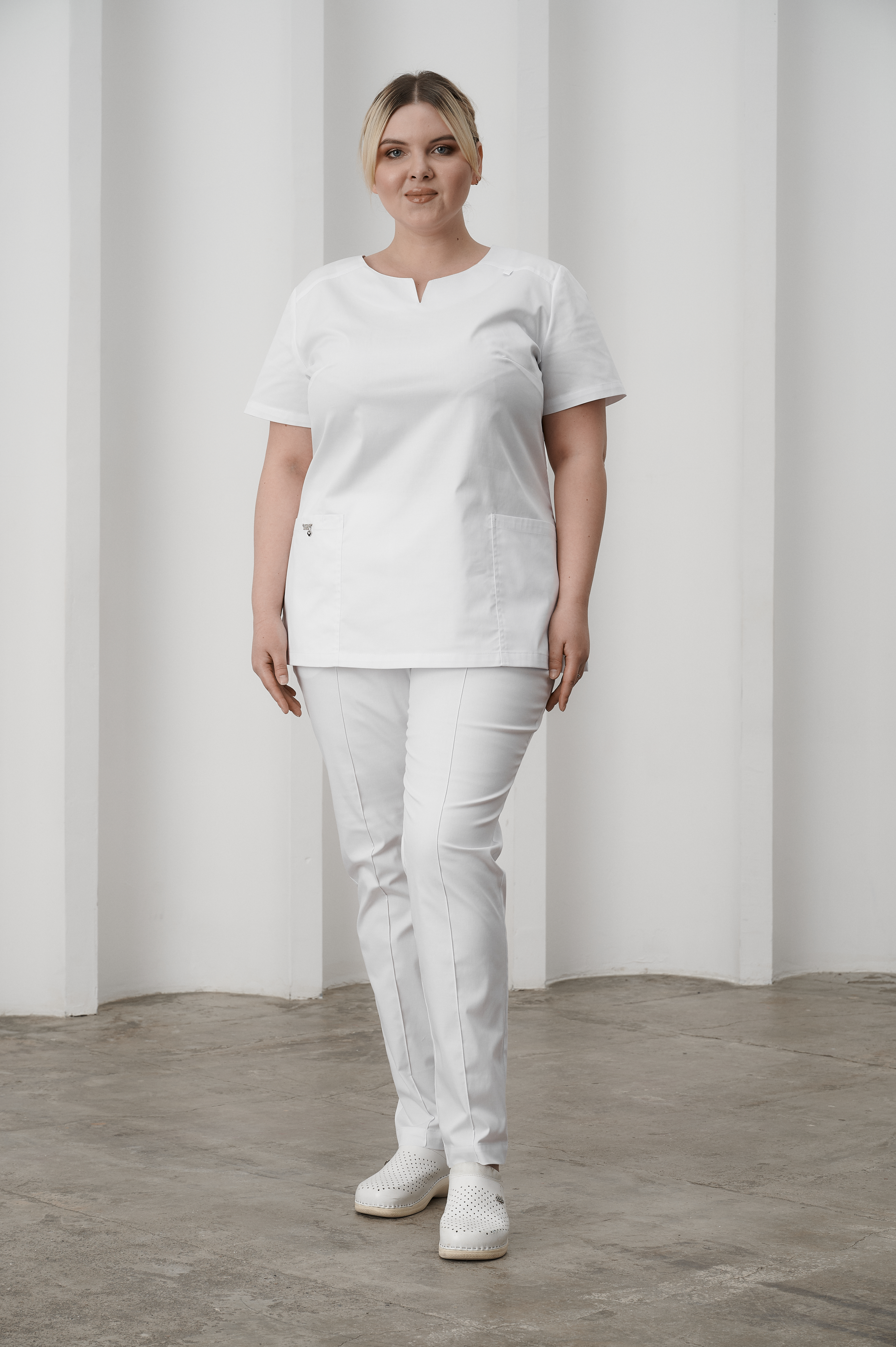 Куртка медицинская женская A1424Б Экстра (Белый, Без отделки), 55% хлопок, 42% полиэстер, 3% эластан