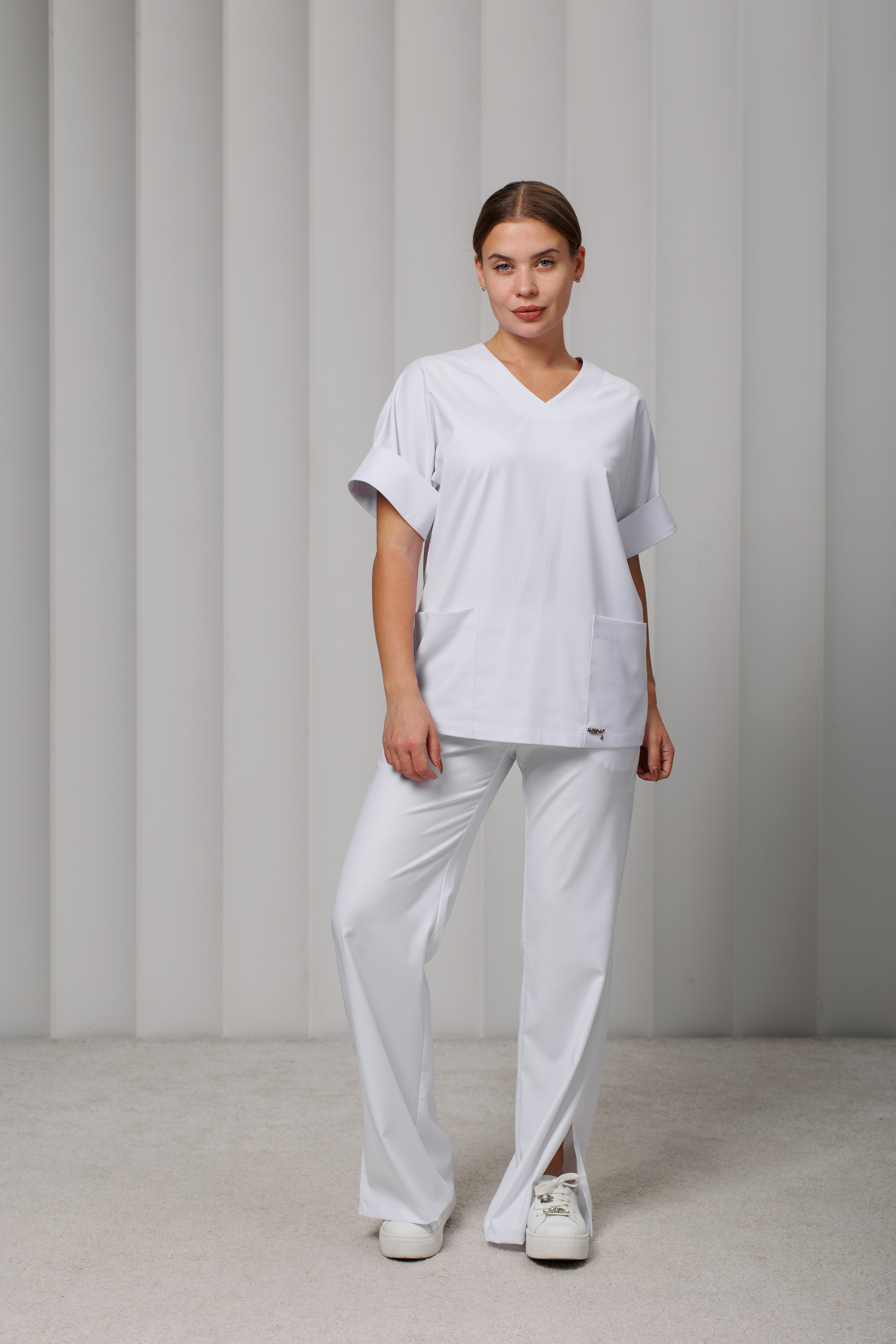 Куртка медицинская женская A549кор. Тевия (Белый, Без отделки), П/э65% ,вискоза32%,спандекс3%