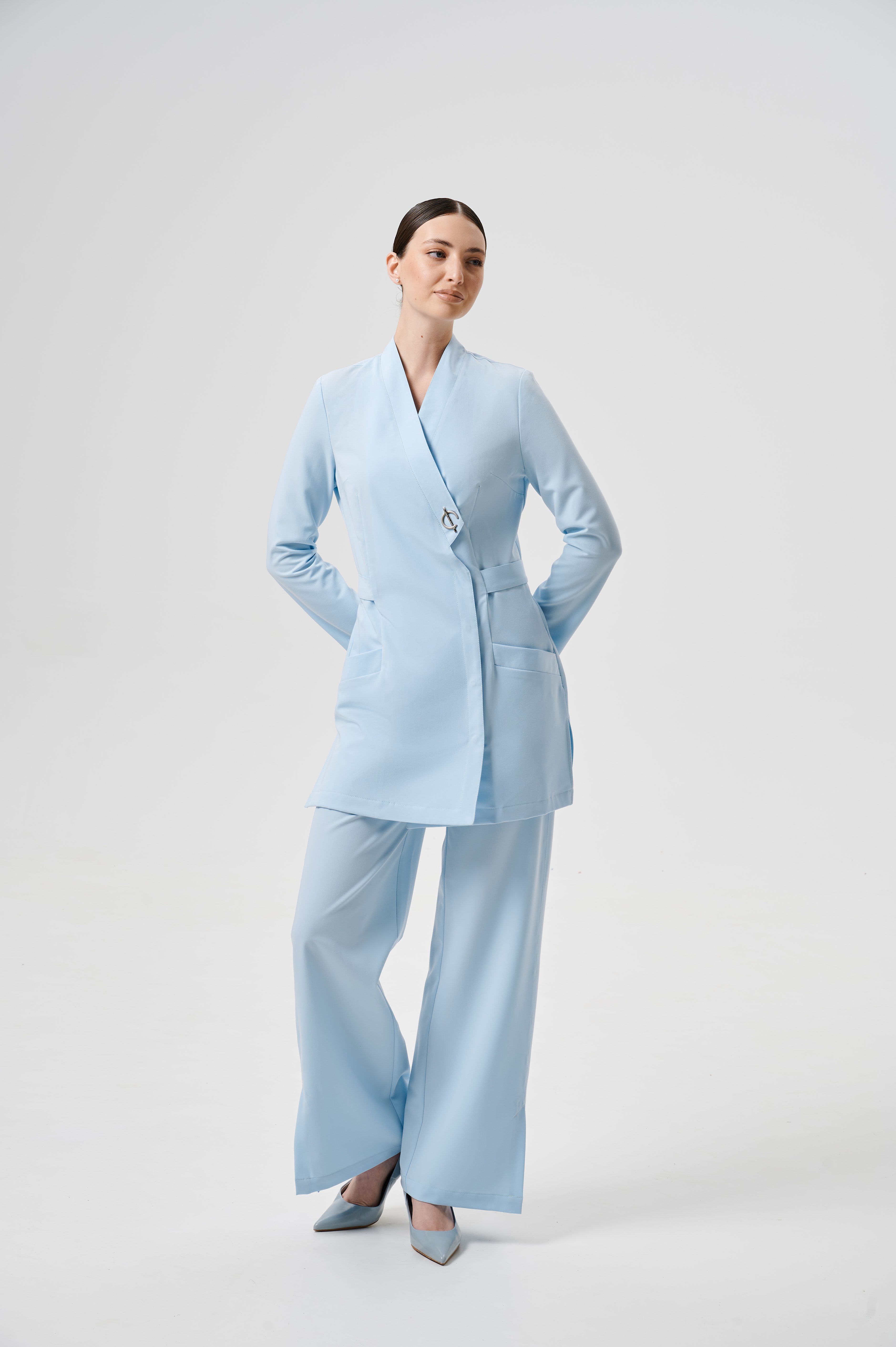 Куртка медицинская женская WD601 А Бланш (Пастельно голубой, Без отделки), 66%ПЭ 30%вискоза 4%спандекс