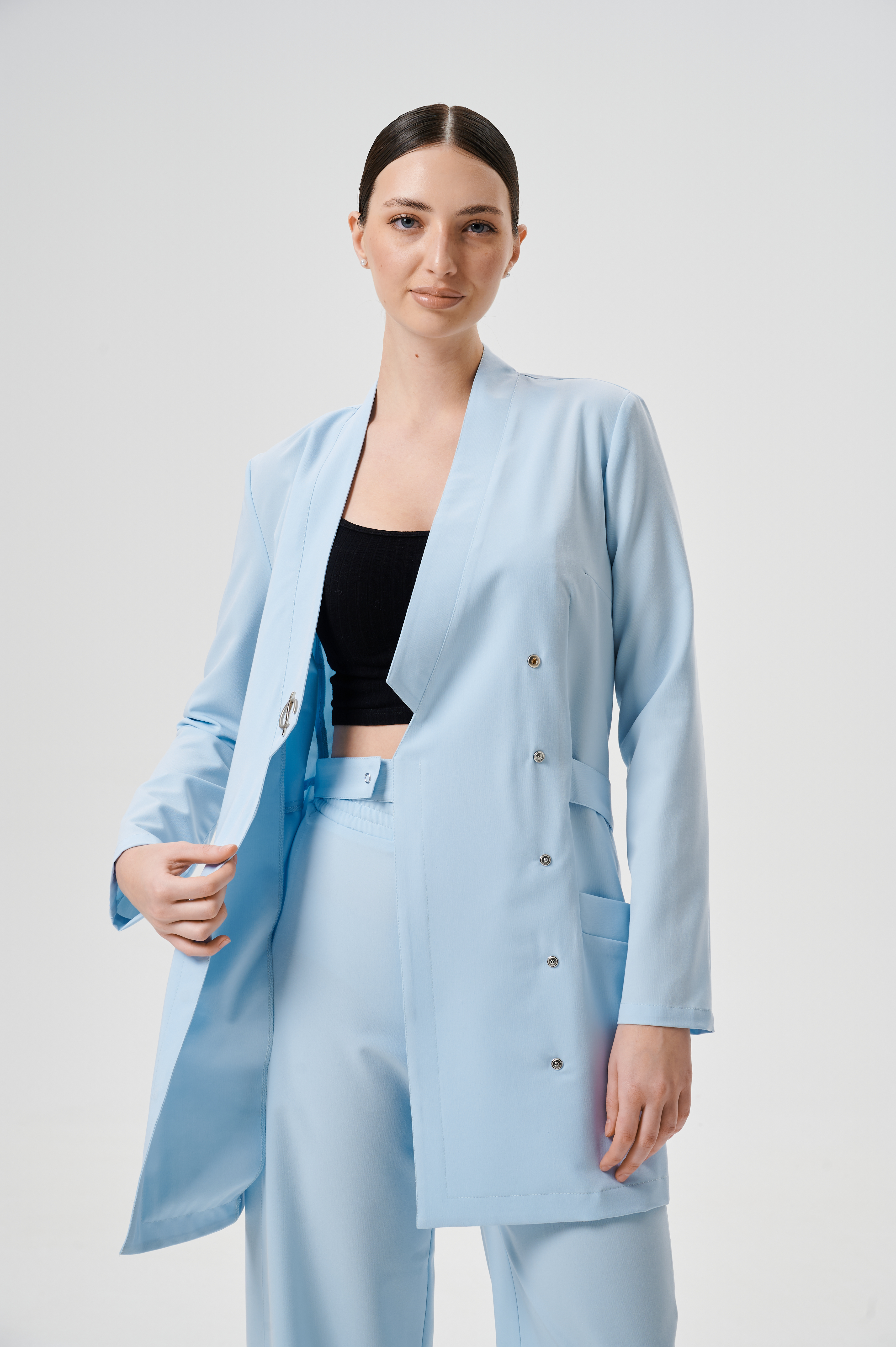 Куртка медицинская женская WD601 А Бланш (Пастельно голубой, Без отделки), 66%ПЭ 30%вискоза 4%спандекс