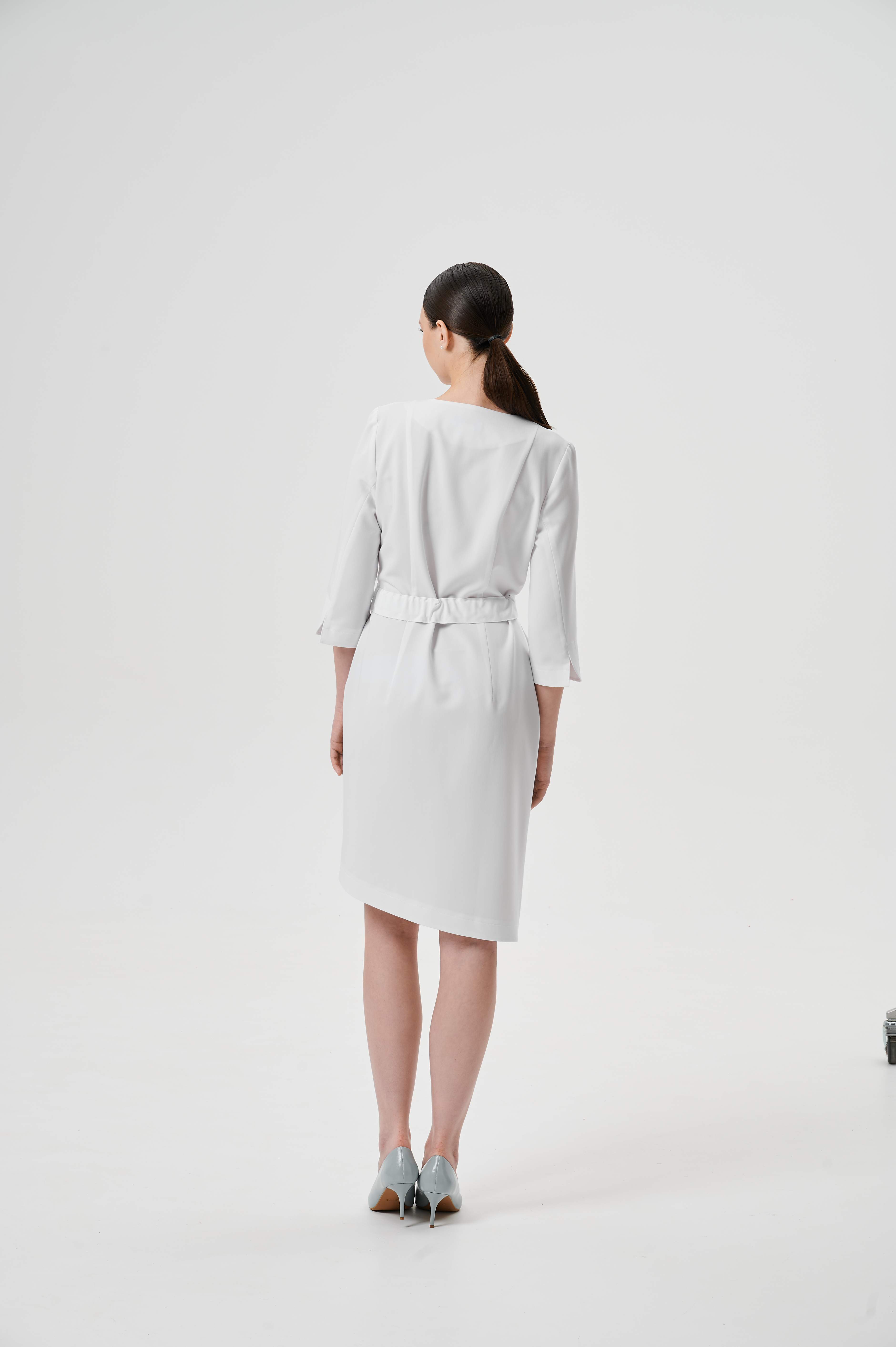 Халат медицинский женский WD600 3/4 Бланш Ж (Белый, Без отделки), 66%ПЭ 30%вискоза 4%спандекс