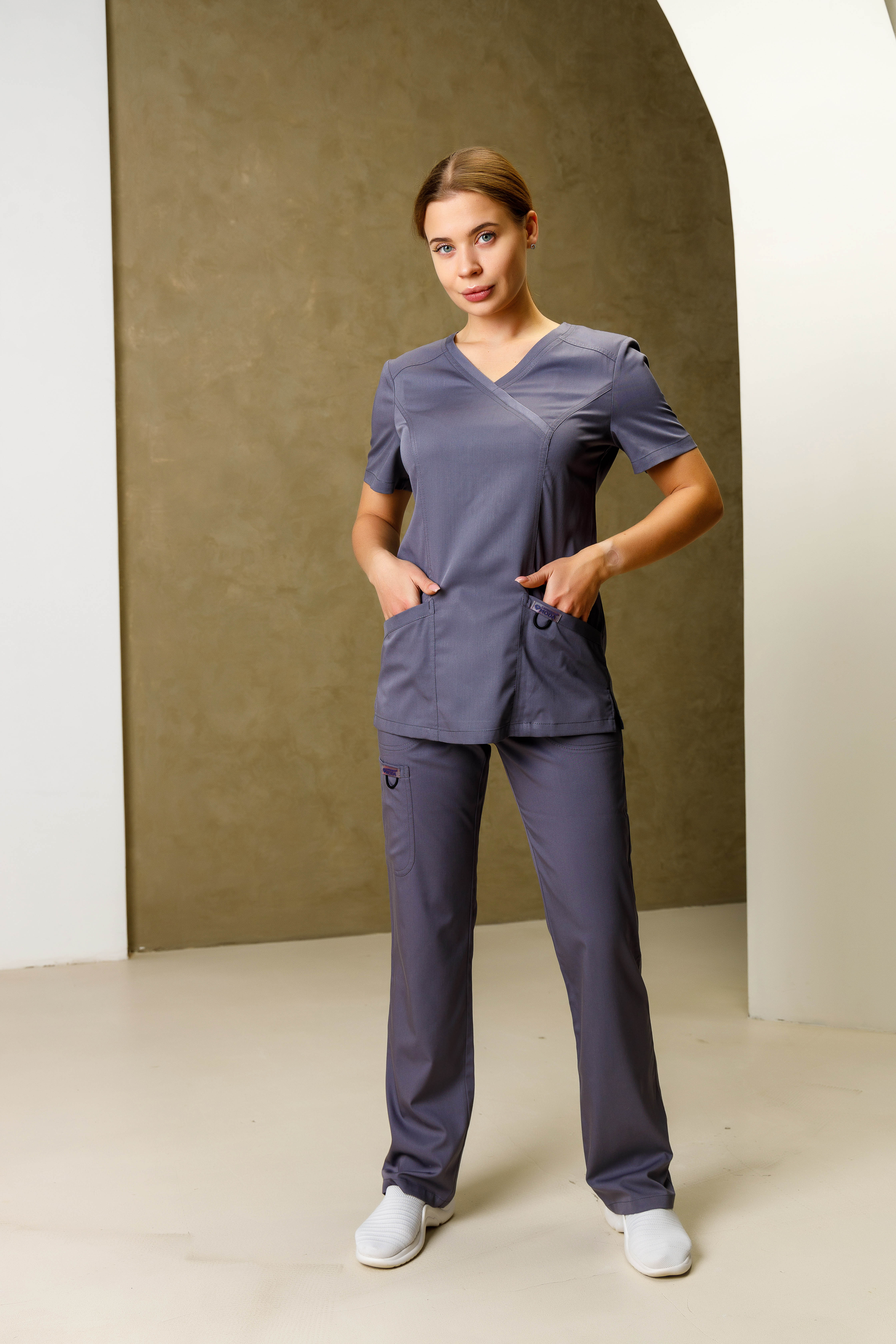 Куртка медицинская женская AP834 Дольче (Темно-серый, Без отделки), 52% вискоза, 45% полиэстер, 3% эластан