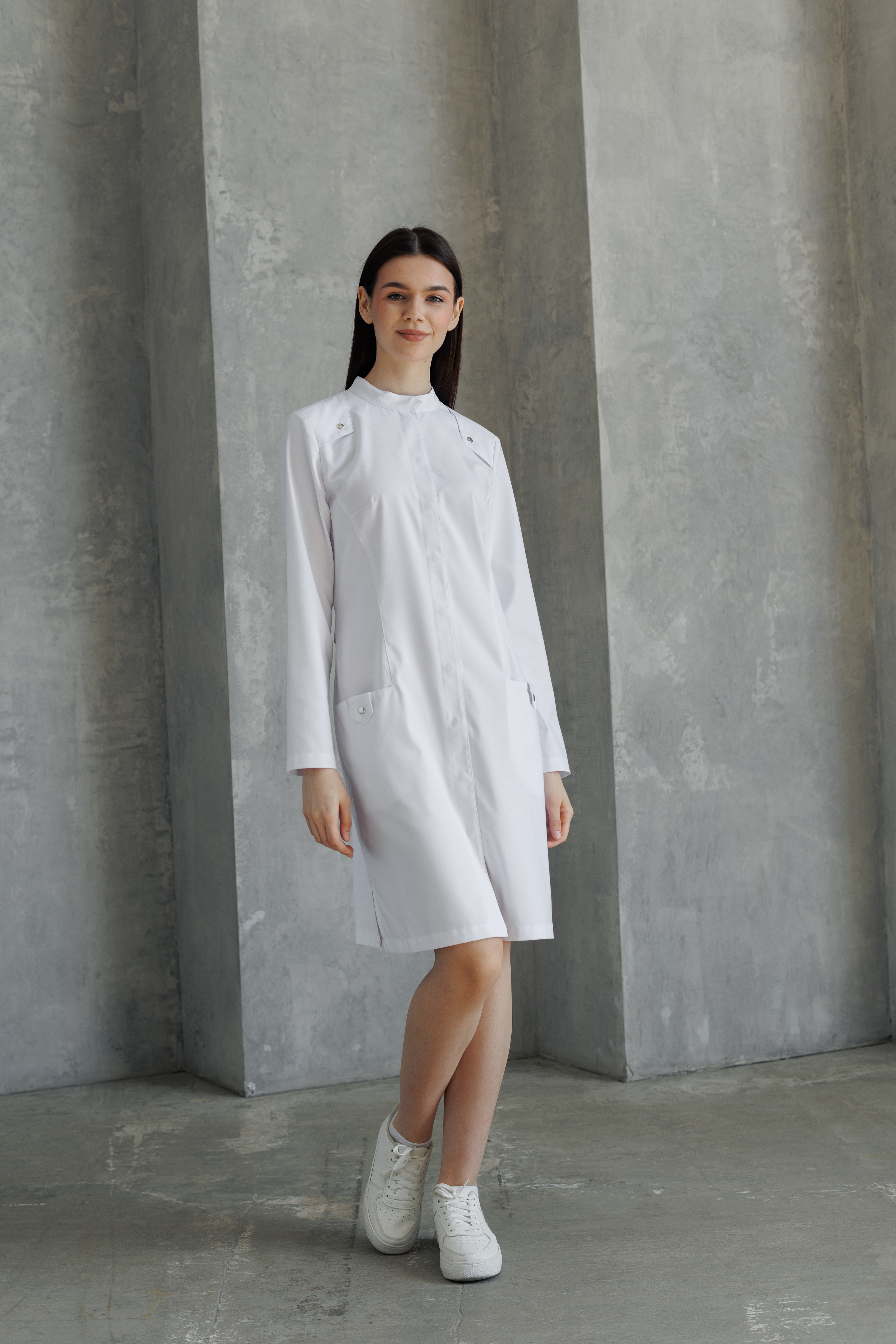 Халат медицинский женский А138 А Тевия  (Без цвета, Без отделки), П/э65% ,вискоза32%,спандекс3%