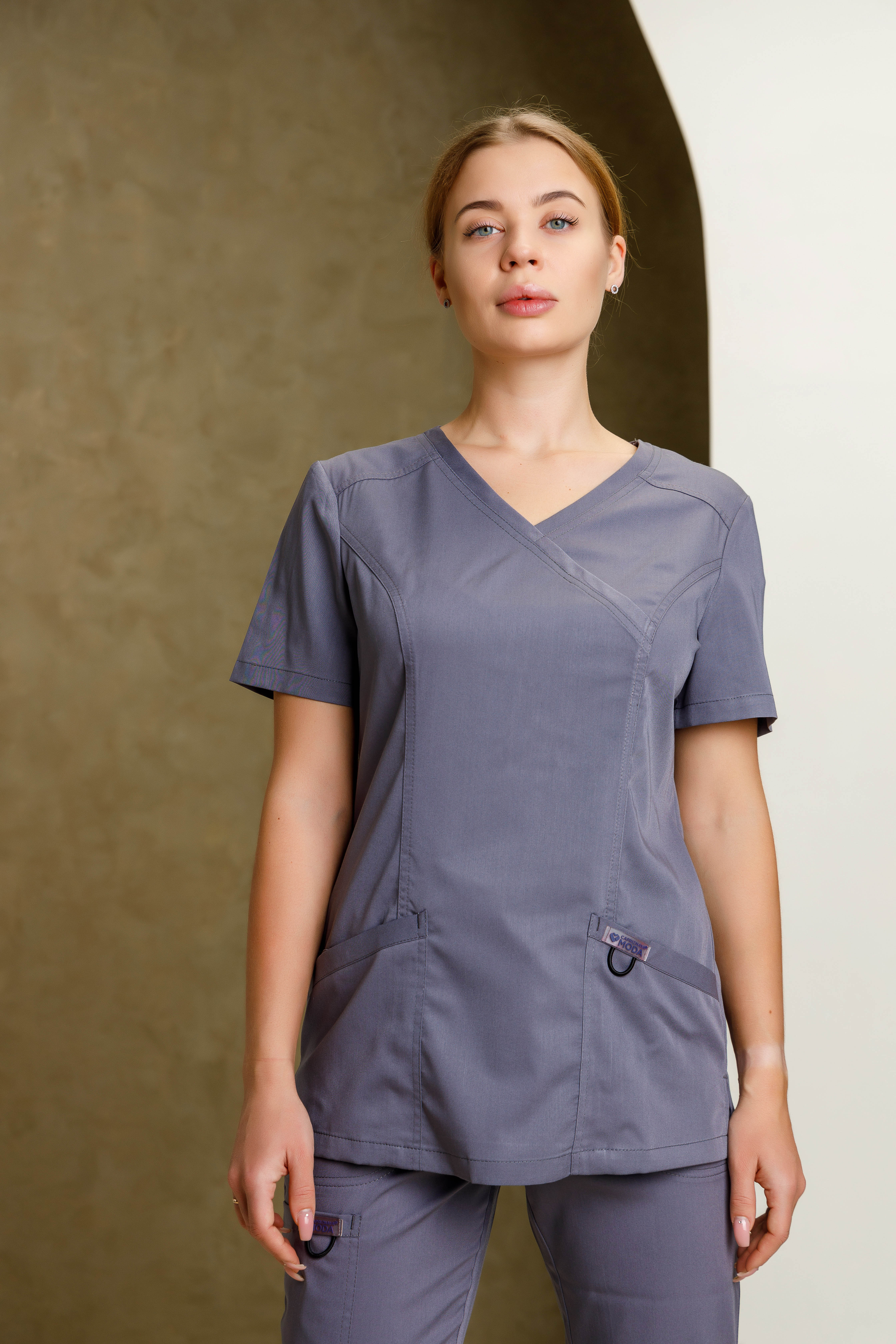 Куртка медицинская женская AP834 Дольче (Темно-серый, Без отделки), 52% вискоза, 45% полиэстер, 3% эластан