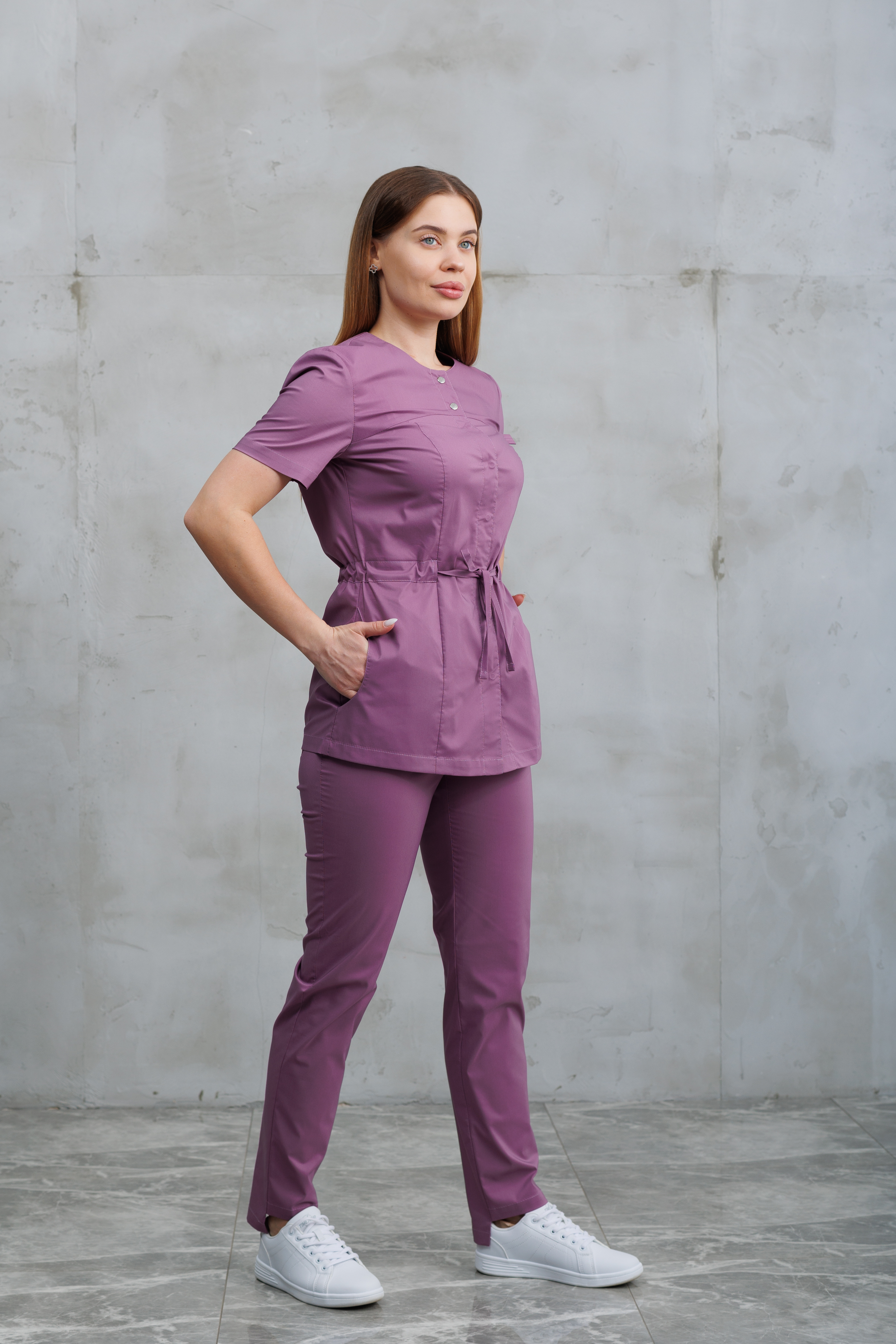 Костюм медицинский женский S706/S705  Лайт-стрейч (Орхидея 832, Без отделки), Полиэстр 77% Хлопок 20%Эластан  3%