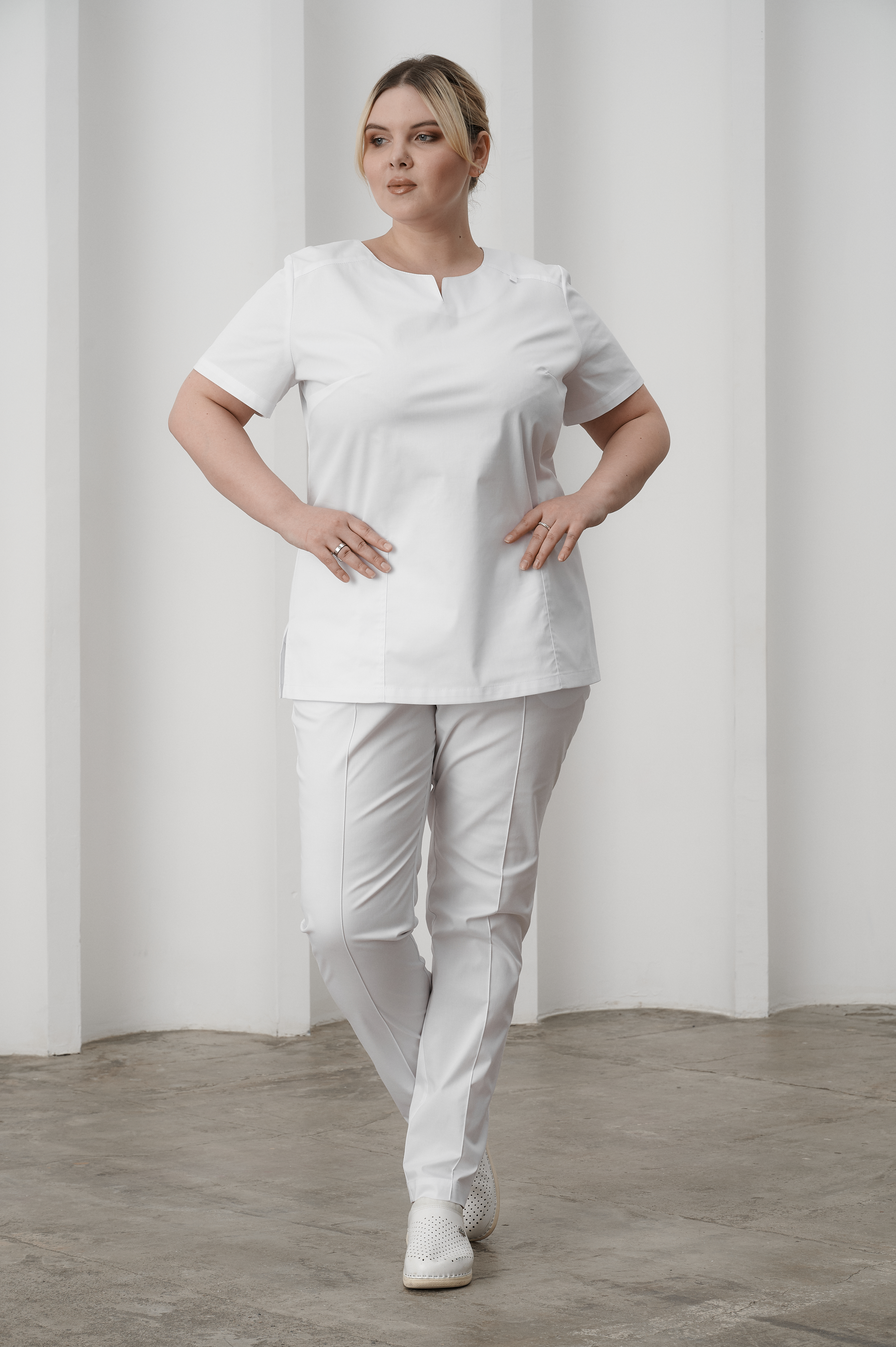 Куртка медицинская женская A1424Б Экстра (Белый, Без отделки), 55% хлопок, 42% полиэстер, 3% эластан