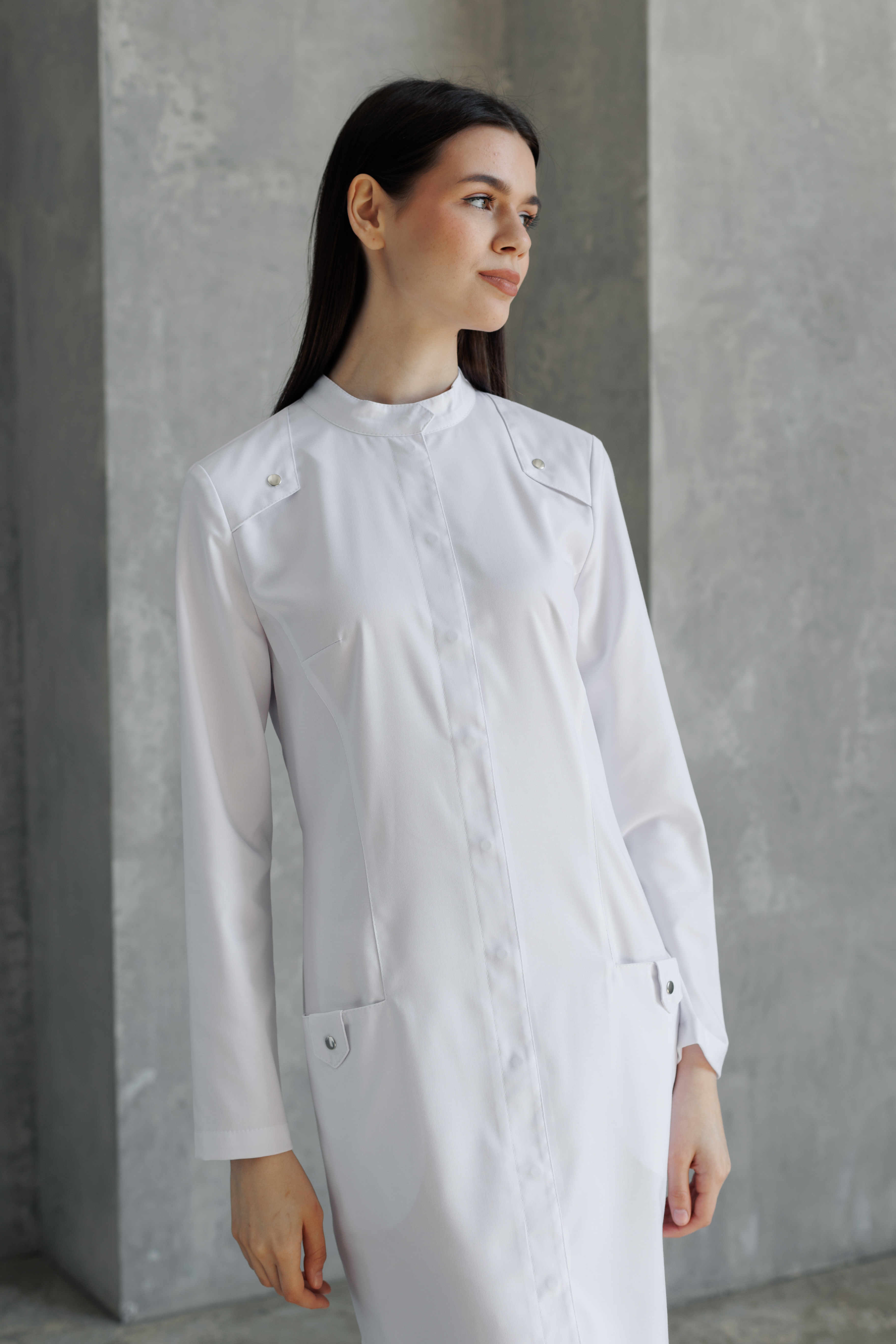 Халат медицинский женский А138 А Тевия  (Без цвета, Без отделки), П/э65% ,вискоза32%,спандекс3%