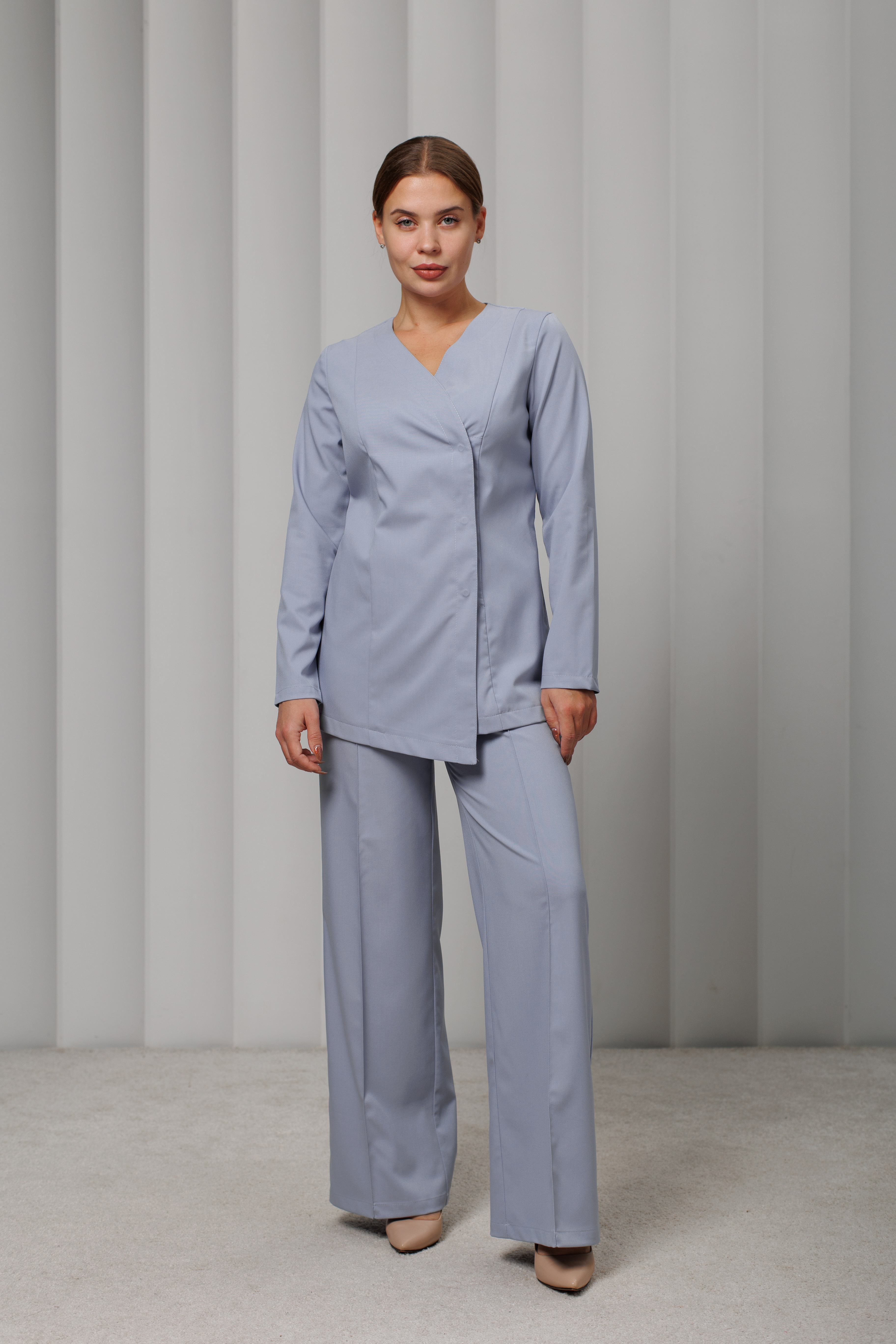 Куртка медицинская женская AP532 А Дольче (Серо-голубой 129, Без отделки), 52% вискоза 45% п/э 3%эластан