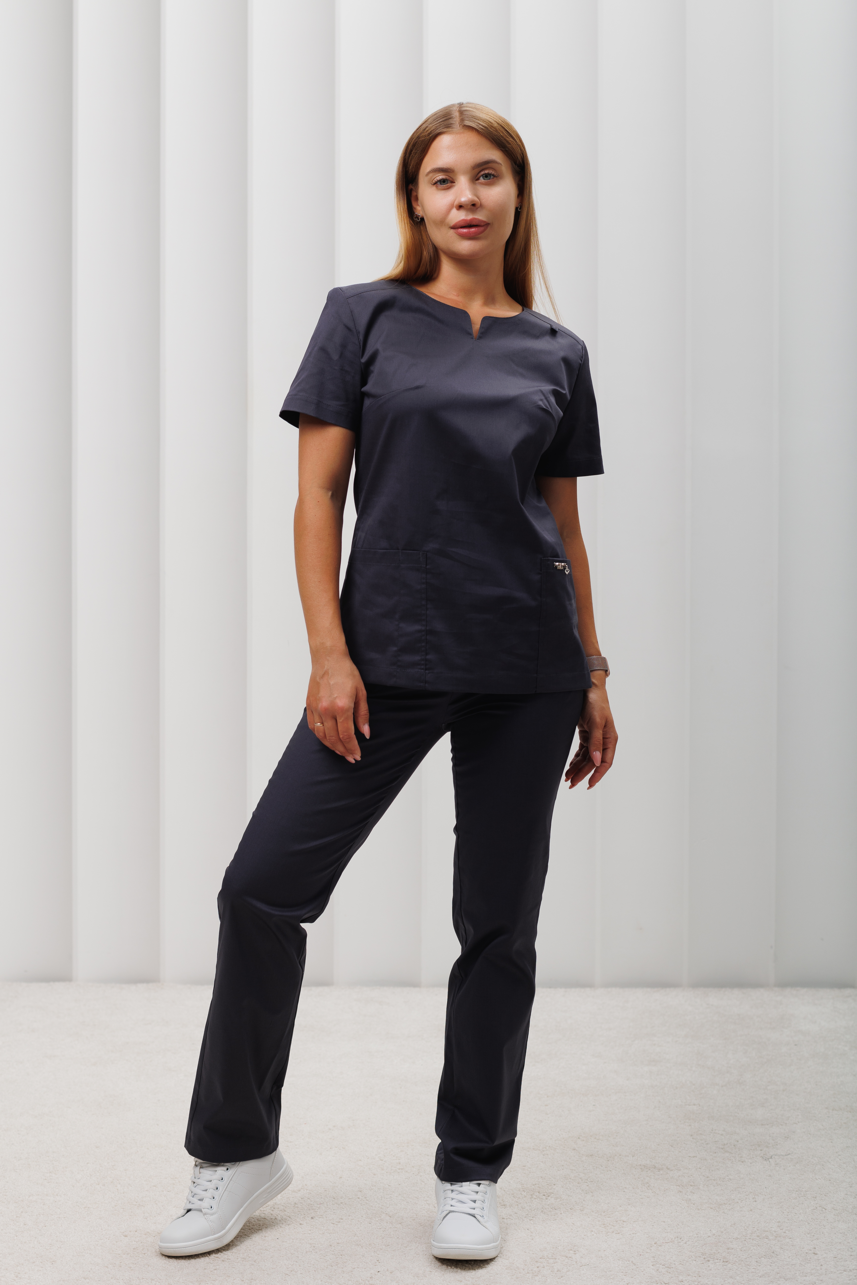 Куртка медицинская женская A1424 Экстра (Мокр.асфальт 135, Без отделки), 55% хлопок, 42% полиэстер, 3% эластан