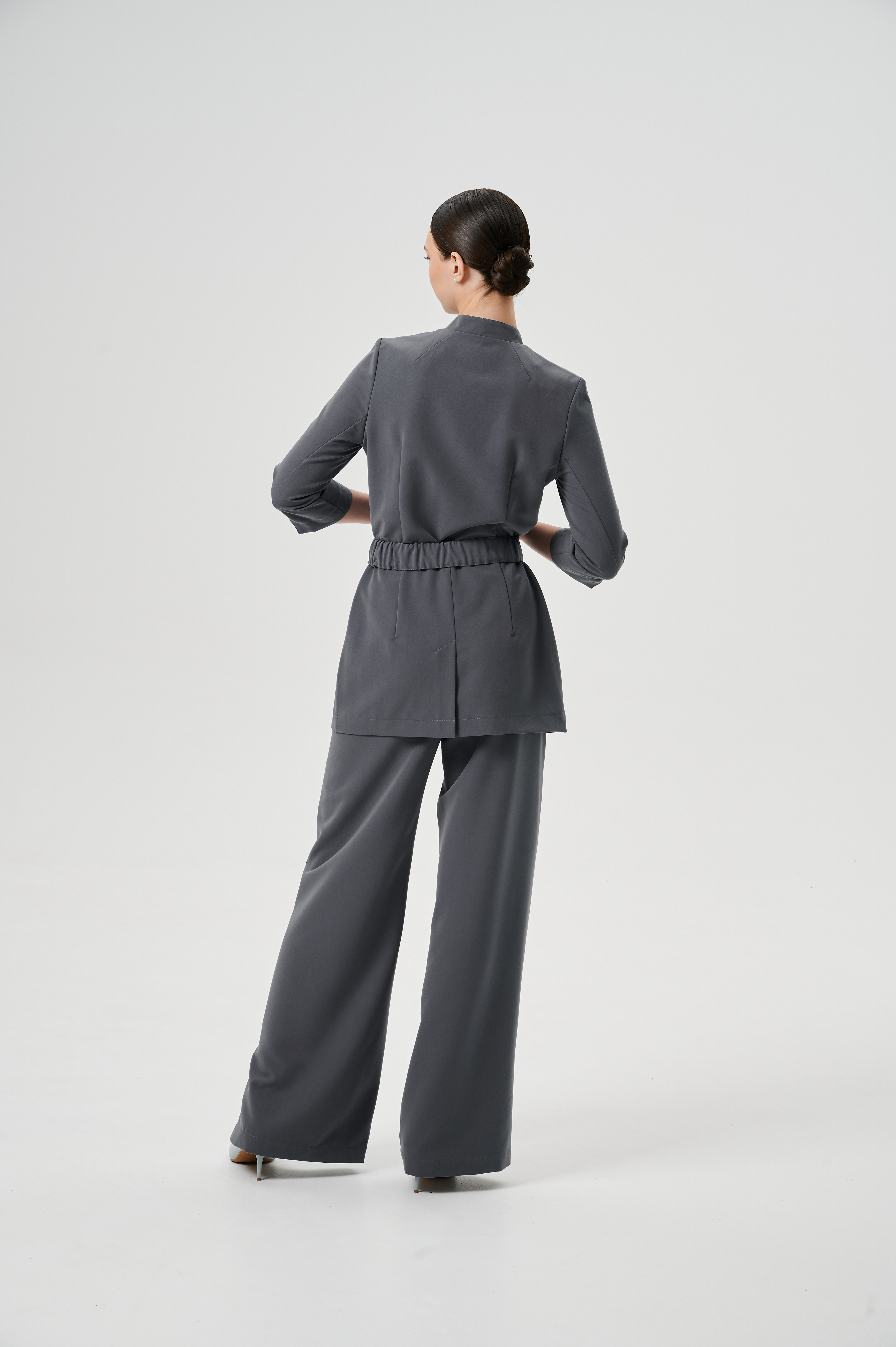 Куртка медицинская женская WD602 3/4 Бланш (Ледяной серый 045, Без отделки), 66%ПЭ 30%вискоза 4%спандекс