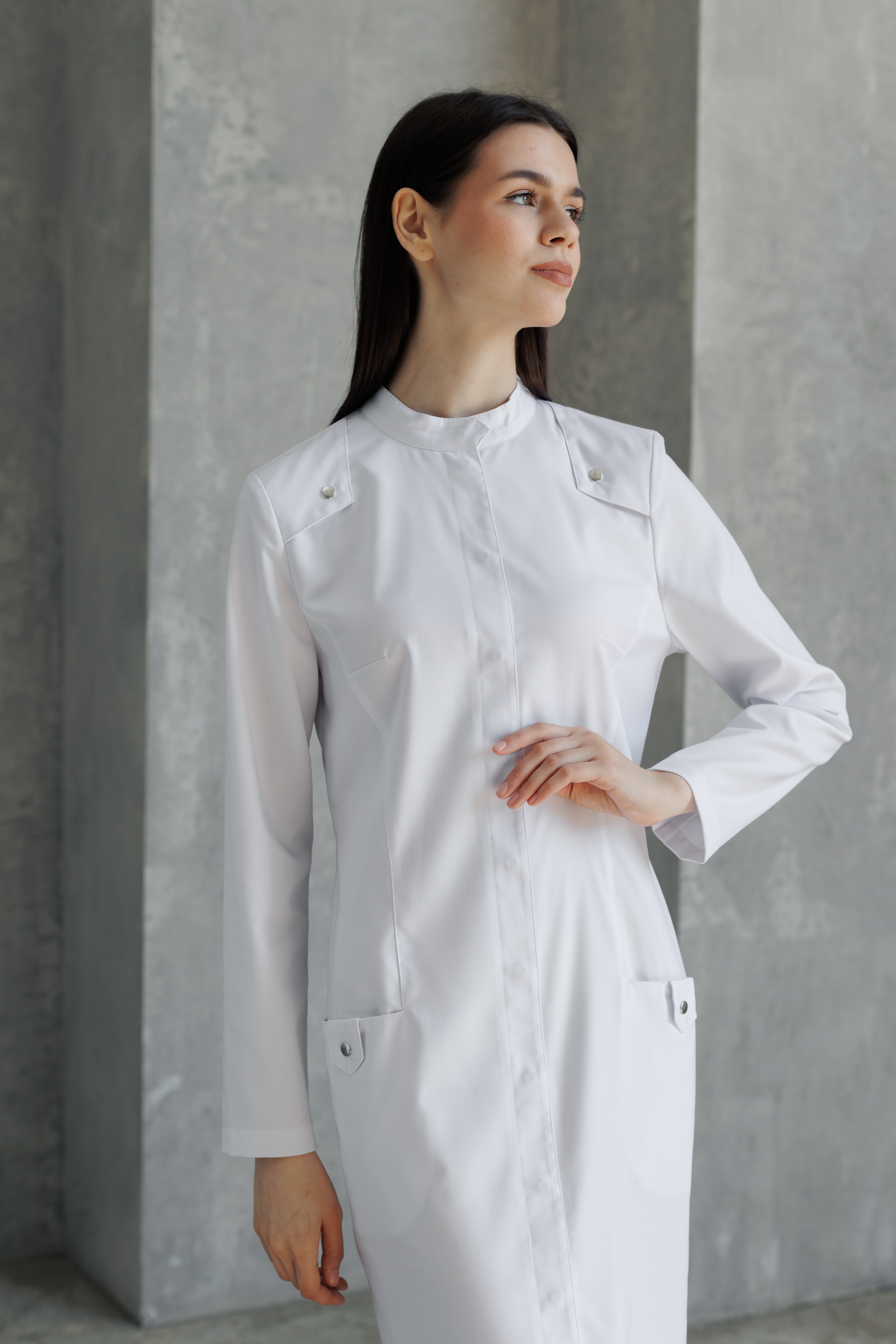 Халат медицинский женский А138 А Тевия  (Без цвета, Без отделки), П/э65% ,вискоза32%,спандекс3%