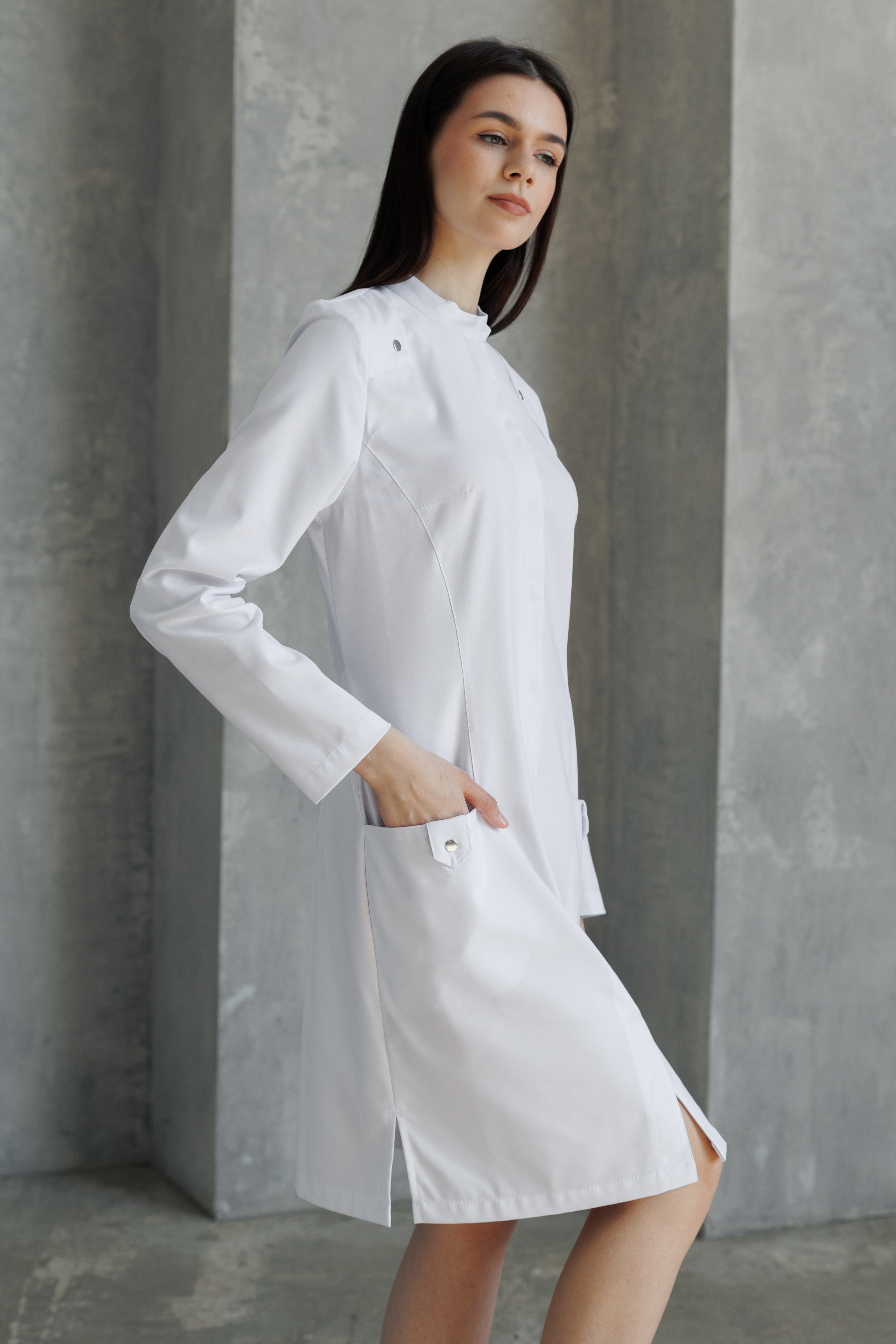 Халат медицинский женский А138 А Тевия  (Без цвета, Без отделки), П/э65% ,вискоза32%,спандекс3%