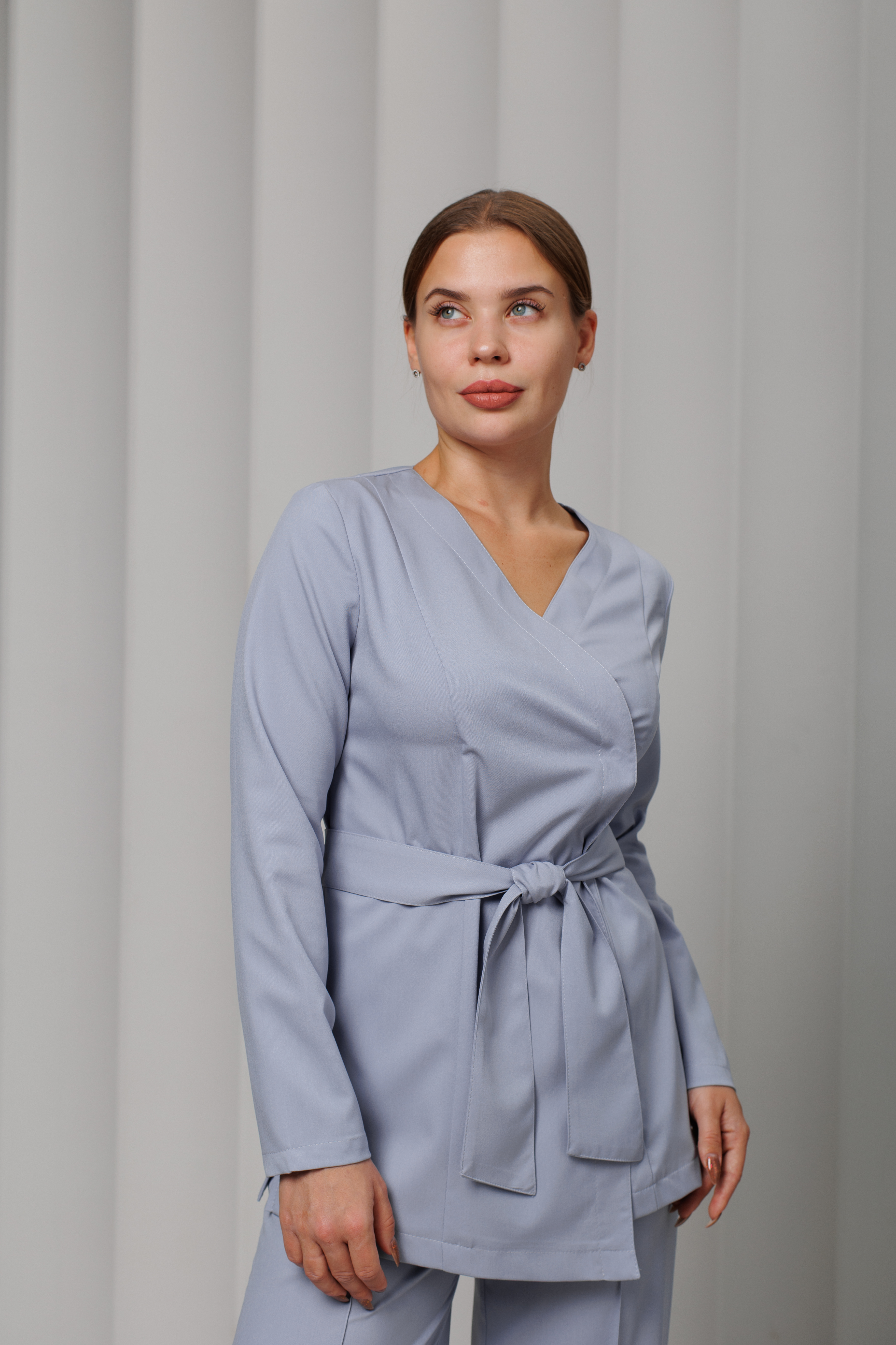 Куртка медицинская женская AP532 А Дольче (Серо-голубой 129, Без отделки), 52% вискоза 45% п/э 3%эластан