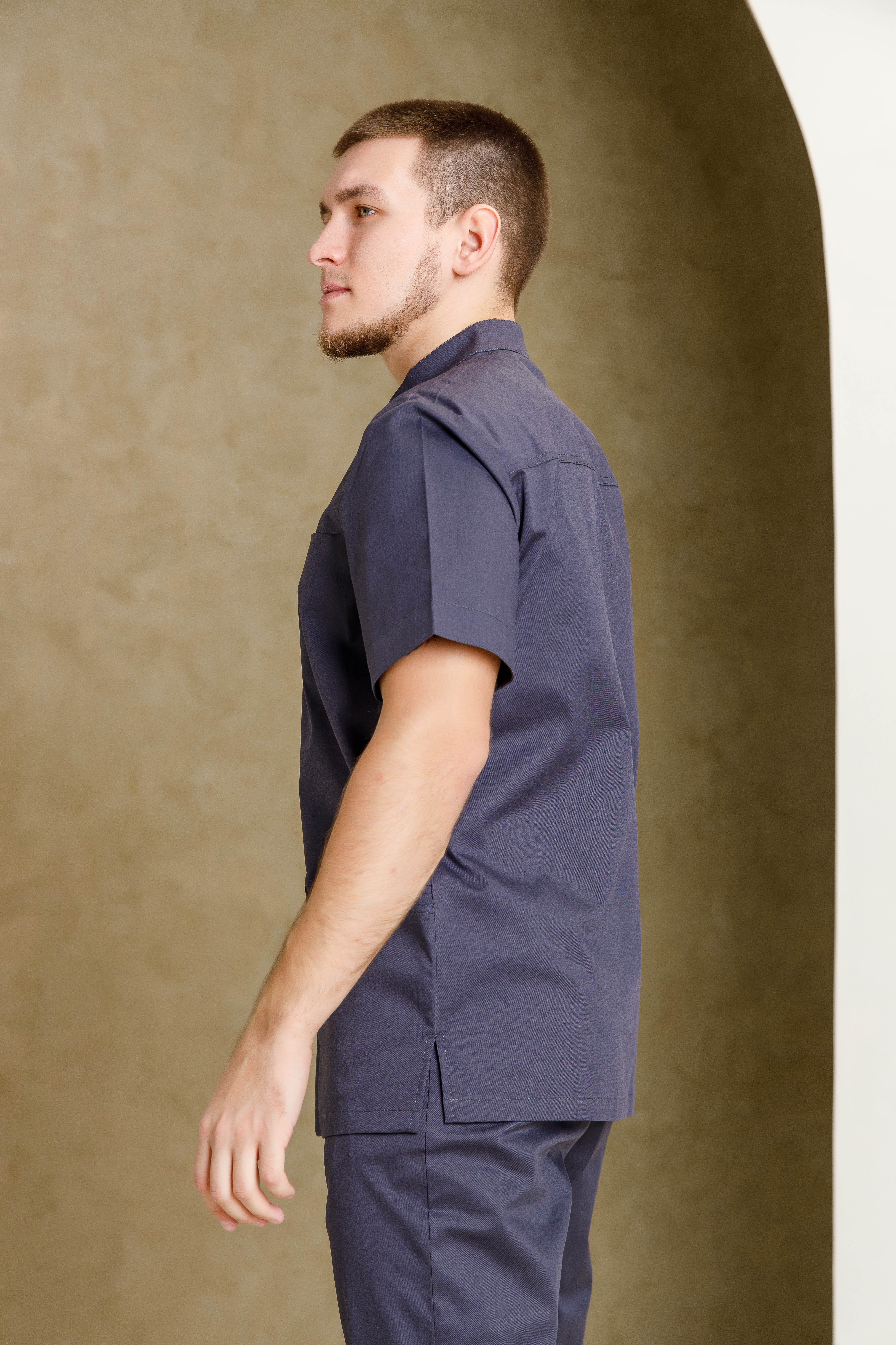 Медицинская мужская куртка CP032 Экстра (Мокр.асфальт 135, Без отделки), 55% хлопок, 42% полиэстер, 3% эластан