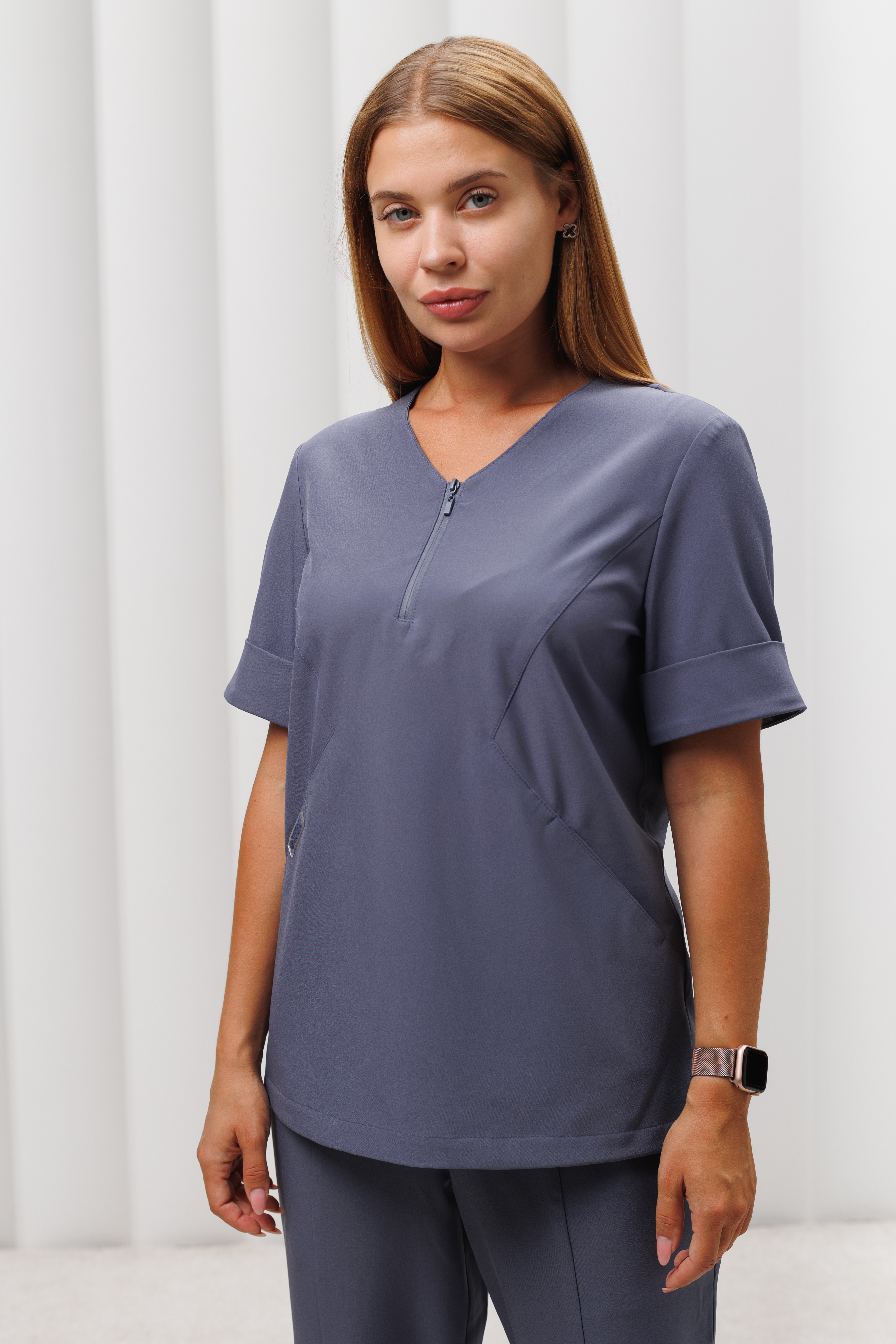 Куртка медицинская женская AP555 кор. Кампари (Маренго, Без отделки), 94% полиэстер, 6% спандэкс