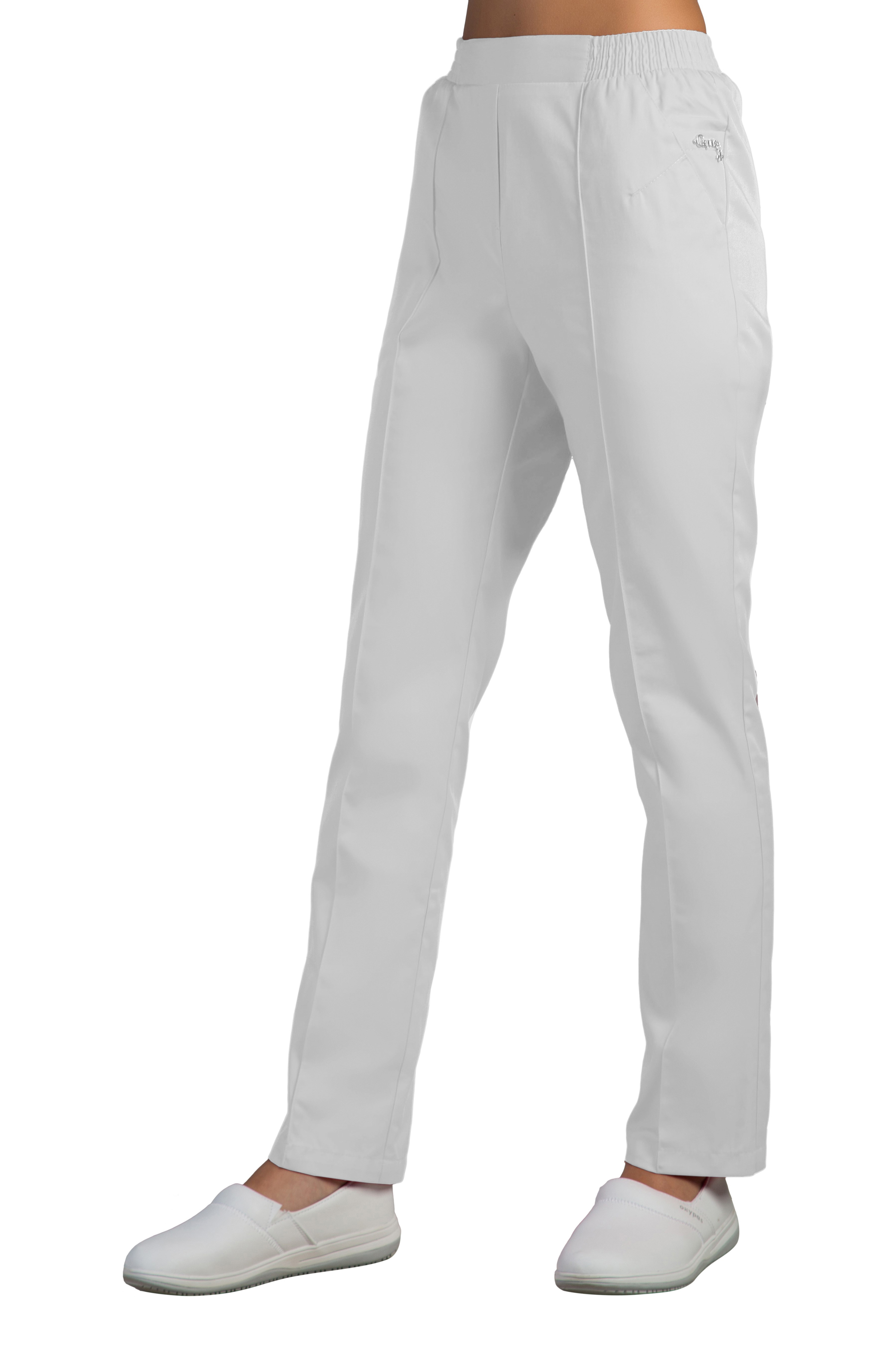 Брюки медицинские женские A1631 Экстра (Белый, Без отделки), 55% хлопок, 42% полиэстер, 3% эластан